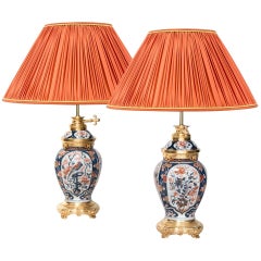 Pair of Imari Porcelain and Gilt Bronze Lamps, circa 1880