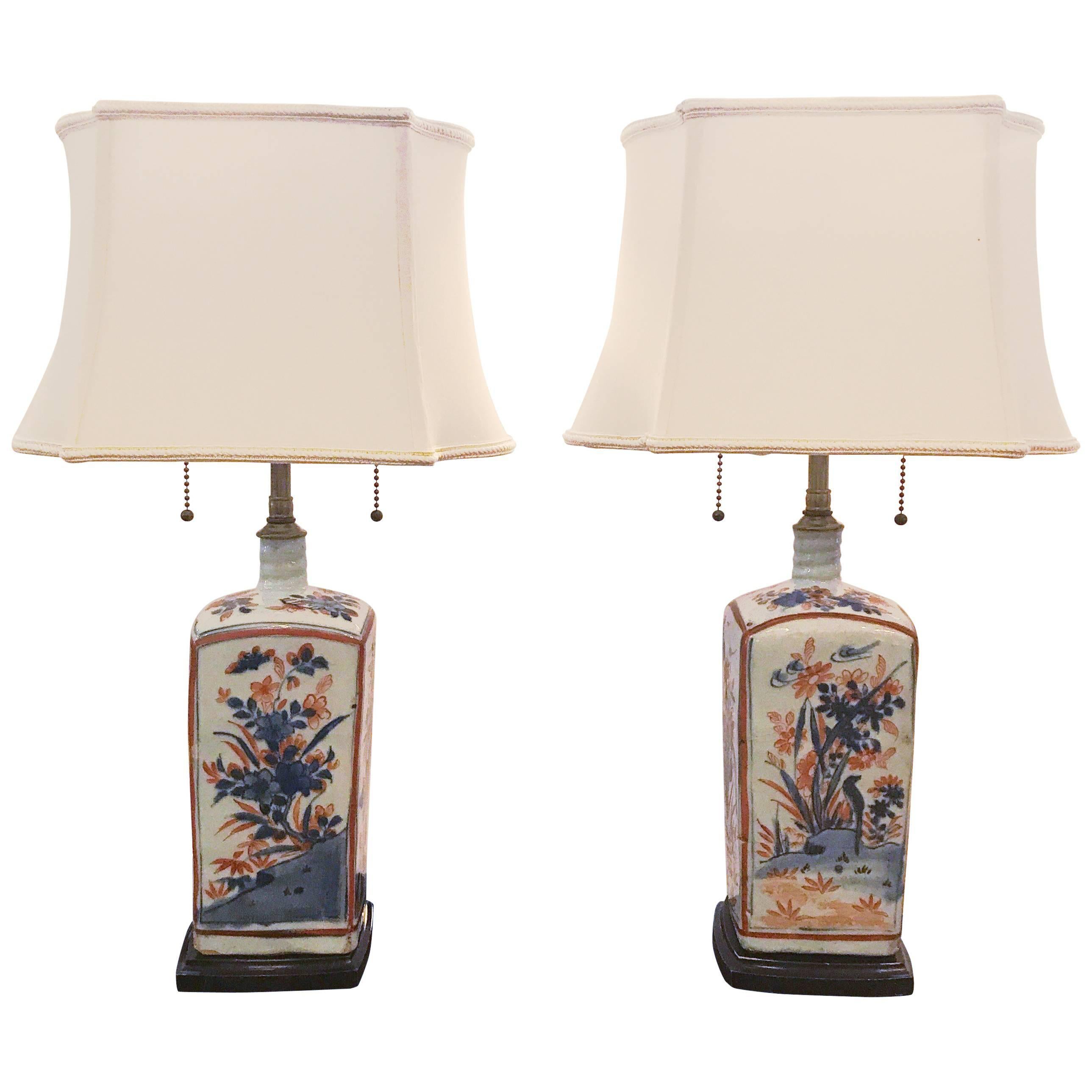 Pair of Imari Porcelain Lamps 18th Century