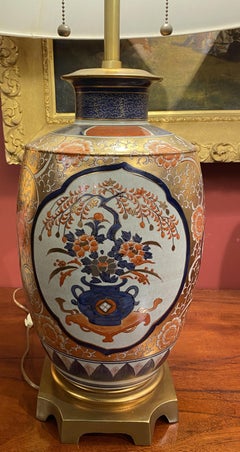 Pair of Imari Style Porcelain Lamps by Marbro Lamp Co