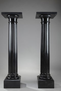 Pair of Imperial Black Marble Pedestals, Napoleon III Period