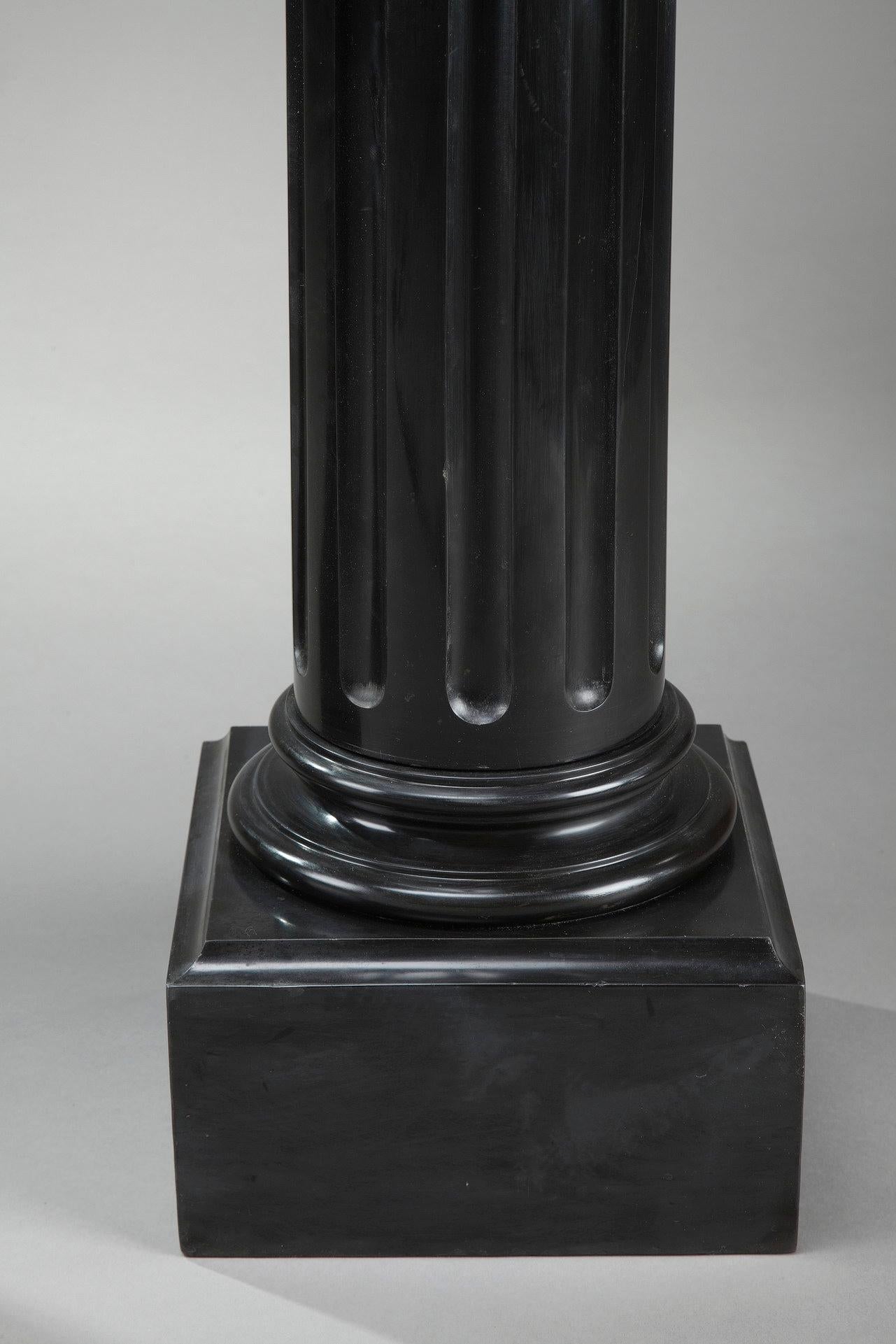 Pair of Imperial Black Marble Pedestals, Napoleon III Period In Good Condition In Paris, FR