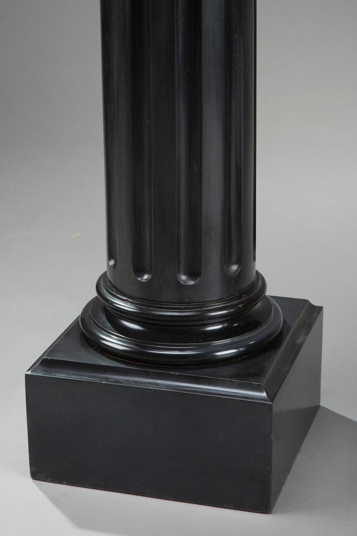 19th Century Pair of Imperial Black Marble Pedestals, Napoleon III Period