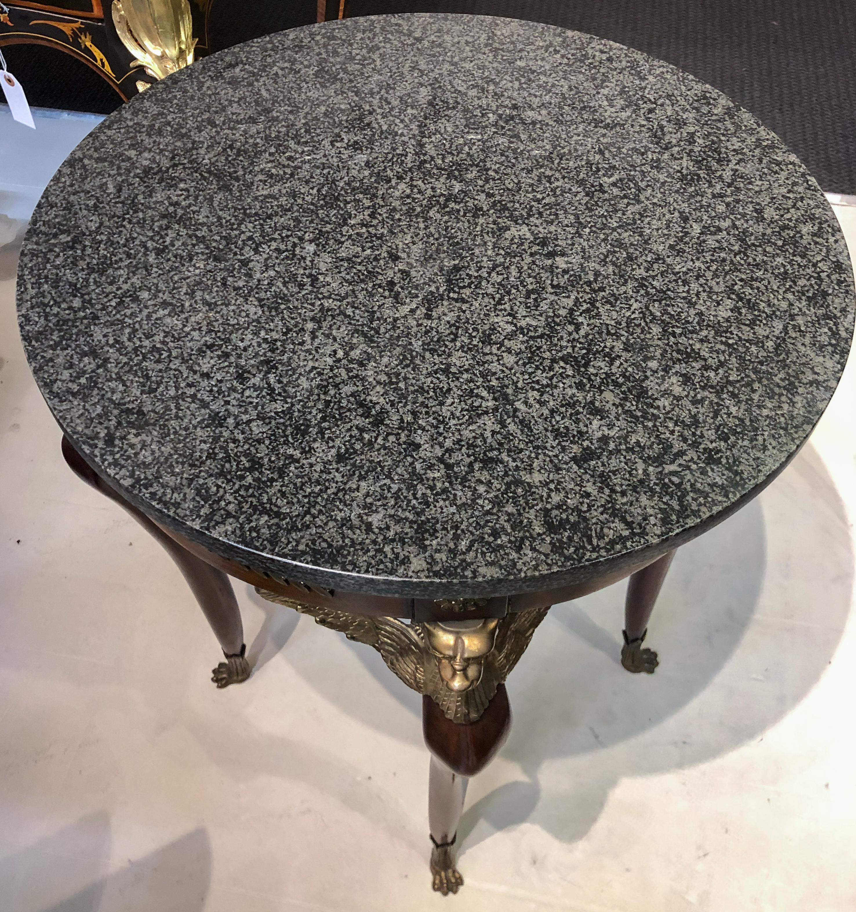 Empire Pair of Imperial Style Side Tables with Black Marble Tops