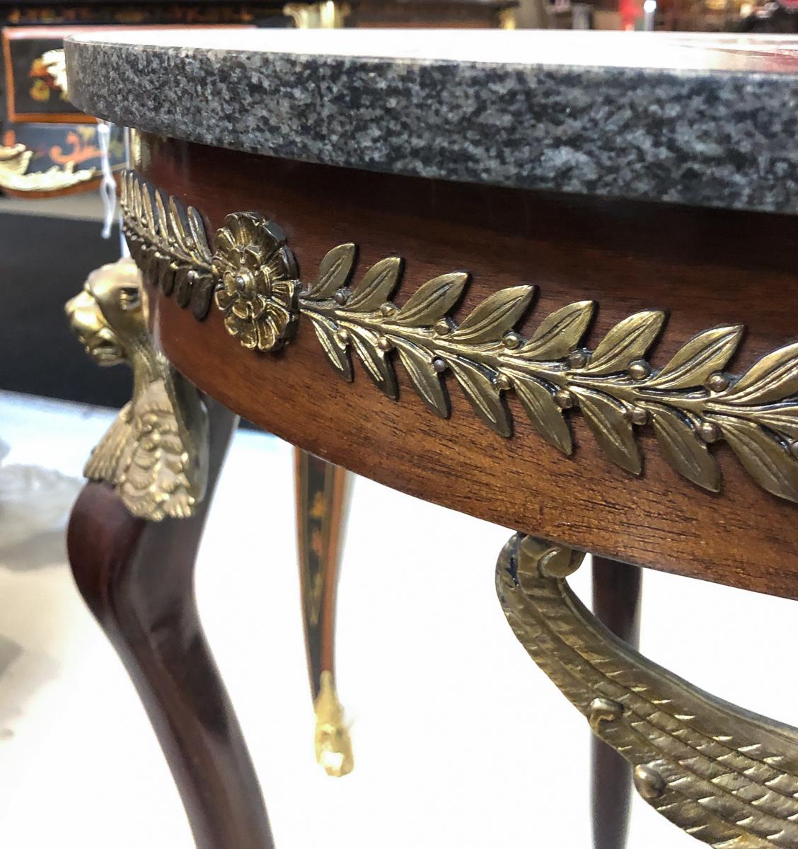 19th Century Pair of Imperial Style Side Tables with Black Marble Tops