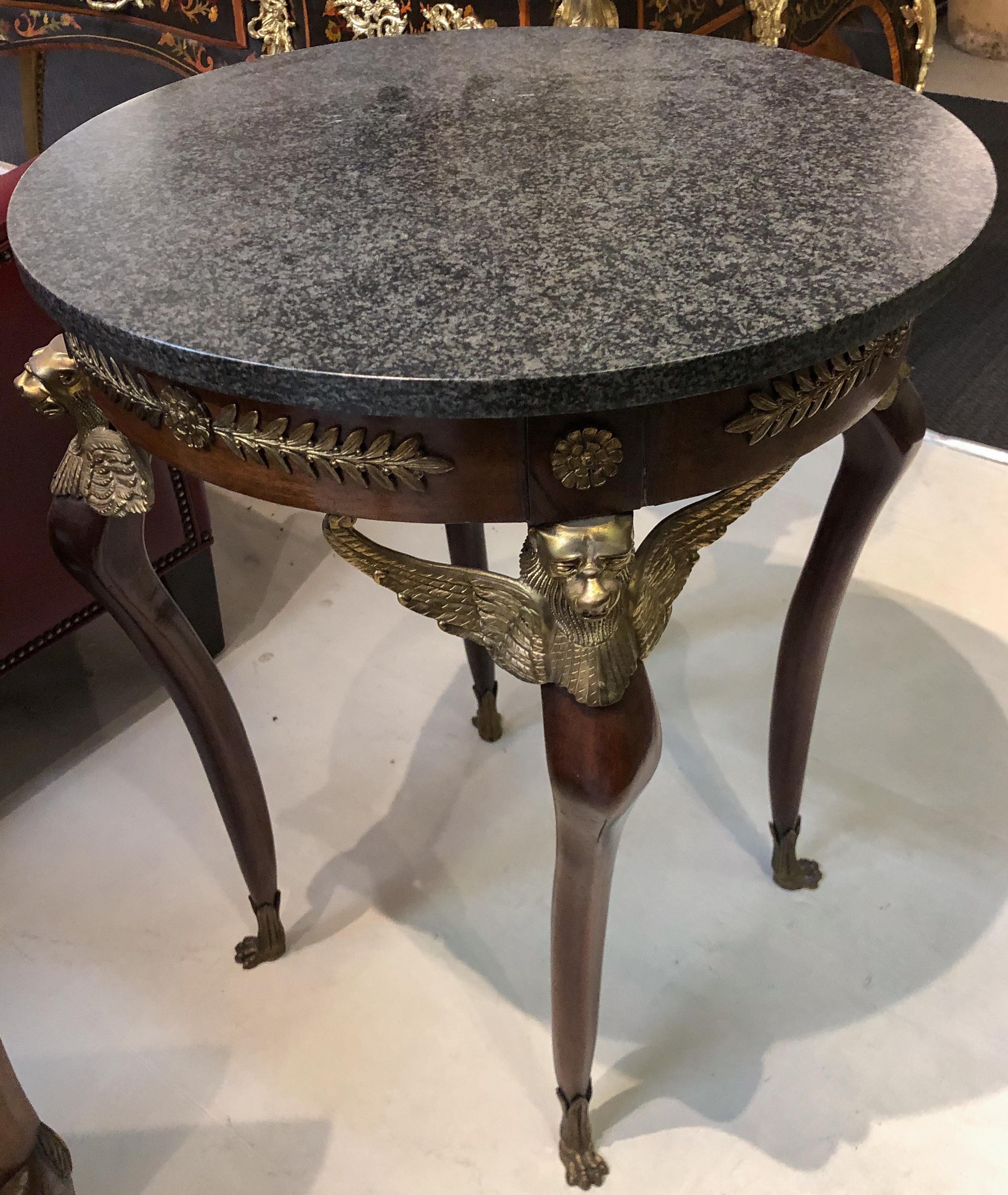 Pair of Imperial Style Side Tables with Black Marble Tops 2