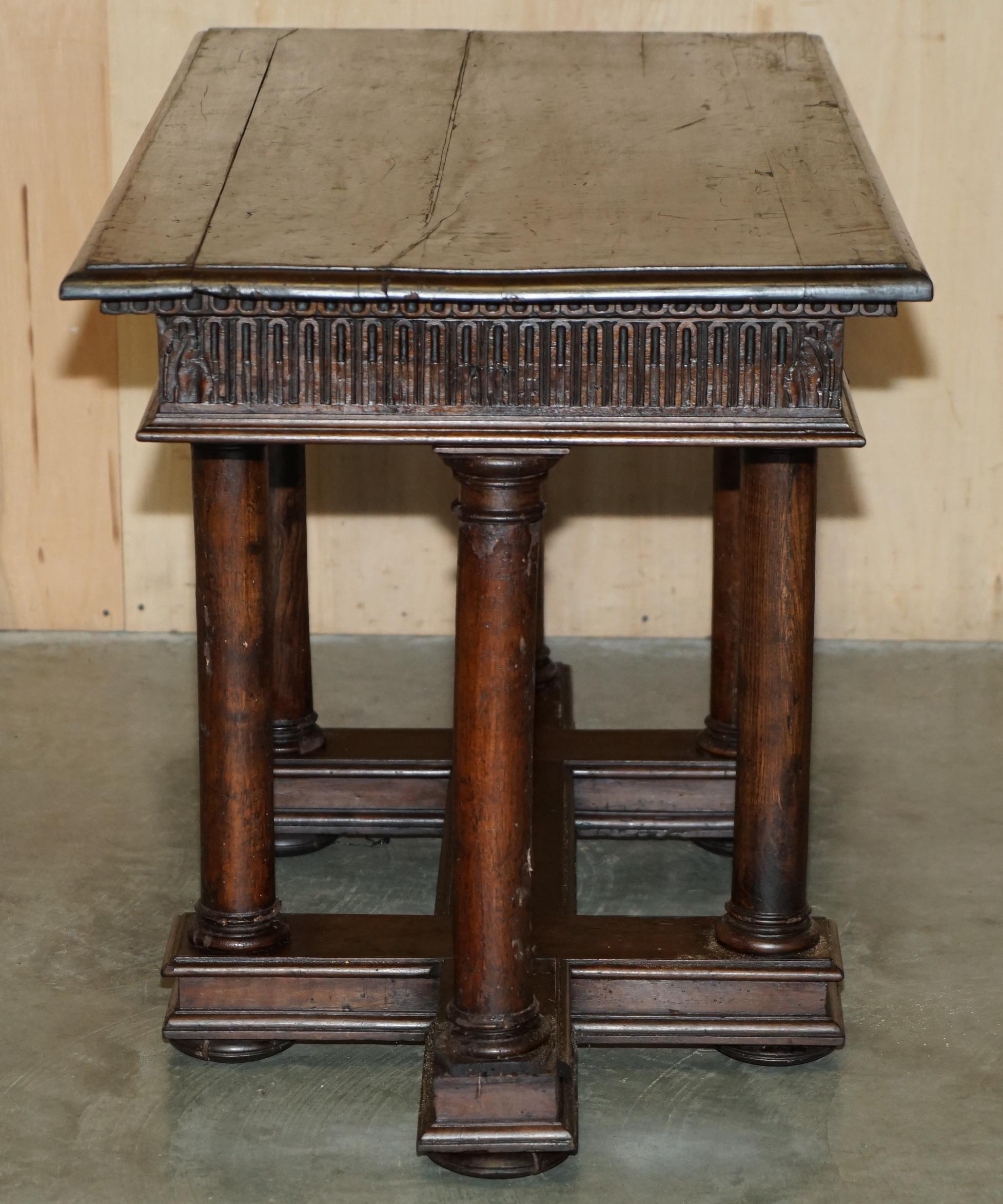 PAIR OF IMPORTANT 17TH CENTURY FRENCH RENAISSANCE SERViNG TABLES UNRESTORED For Sale 7