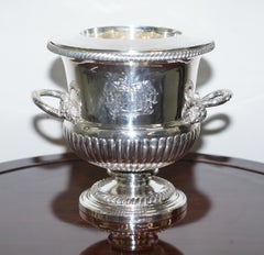 Pair of Important 1813 Sterling Silver George III Wine Coolers Coat of Arms