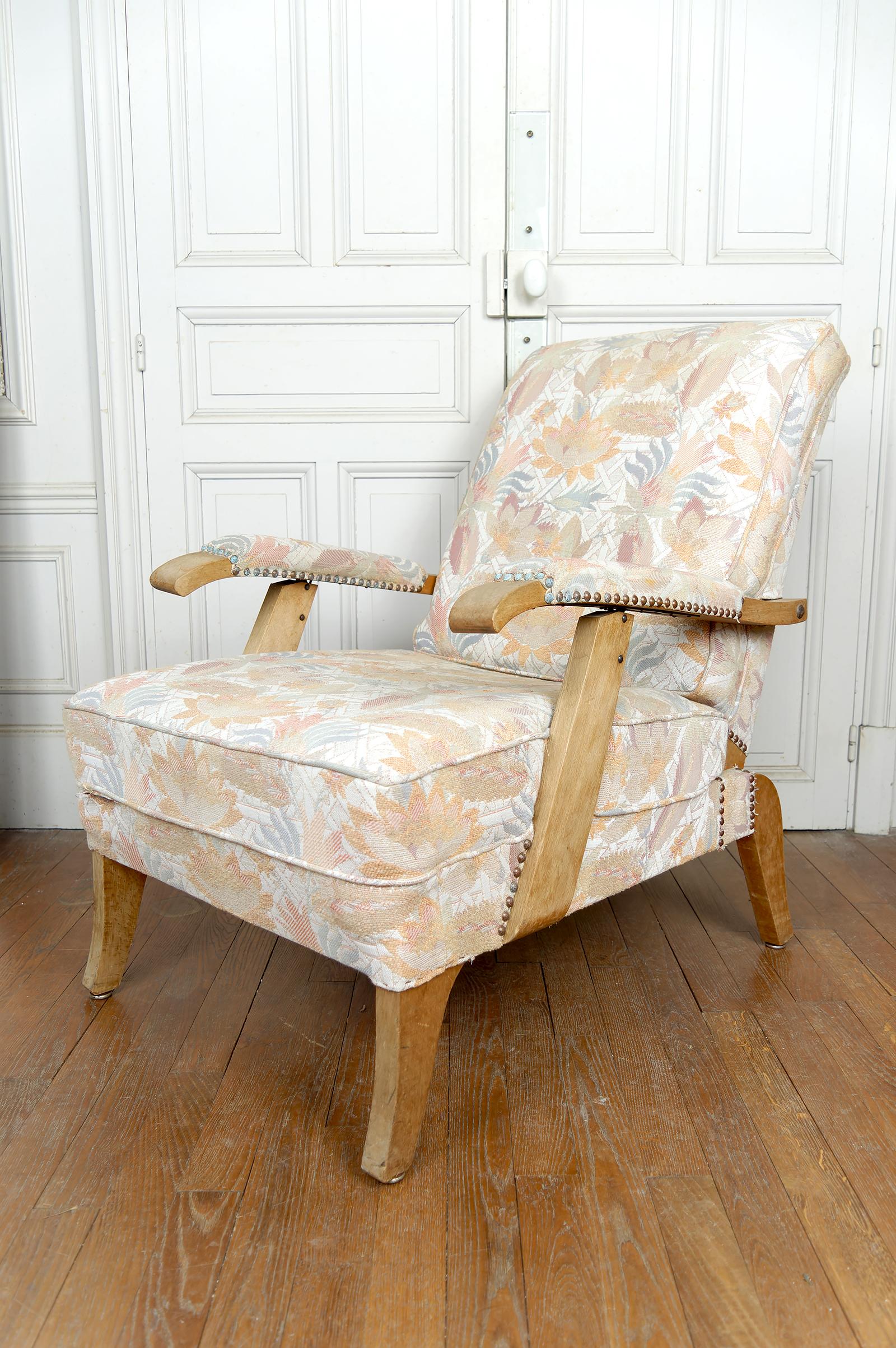 Coppia di importanti poltrone regolabili, design francese, CIRCA 1950 in vendita 3