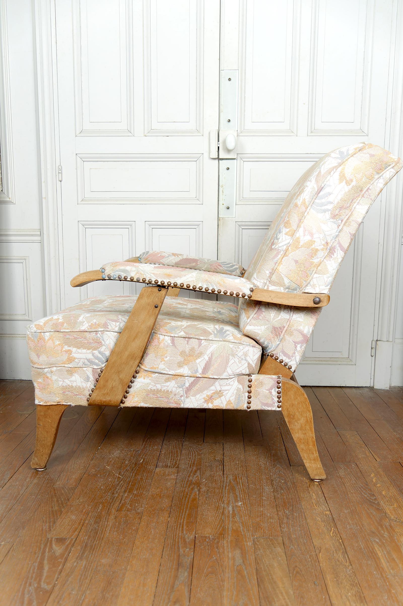 Coppia di importanti poltrone regolabili, design francese, CIRCA 1950 in vendita 4