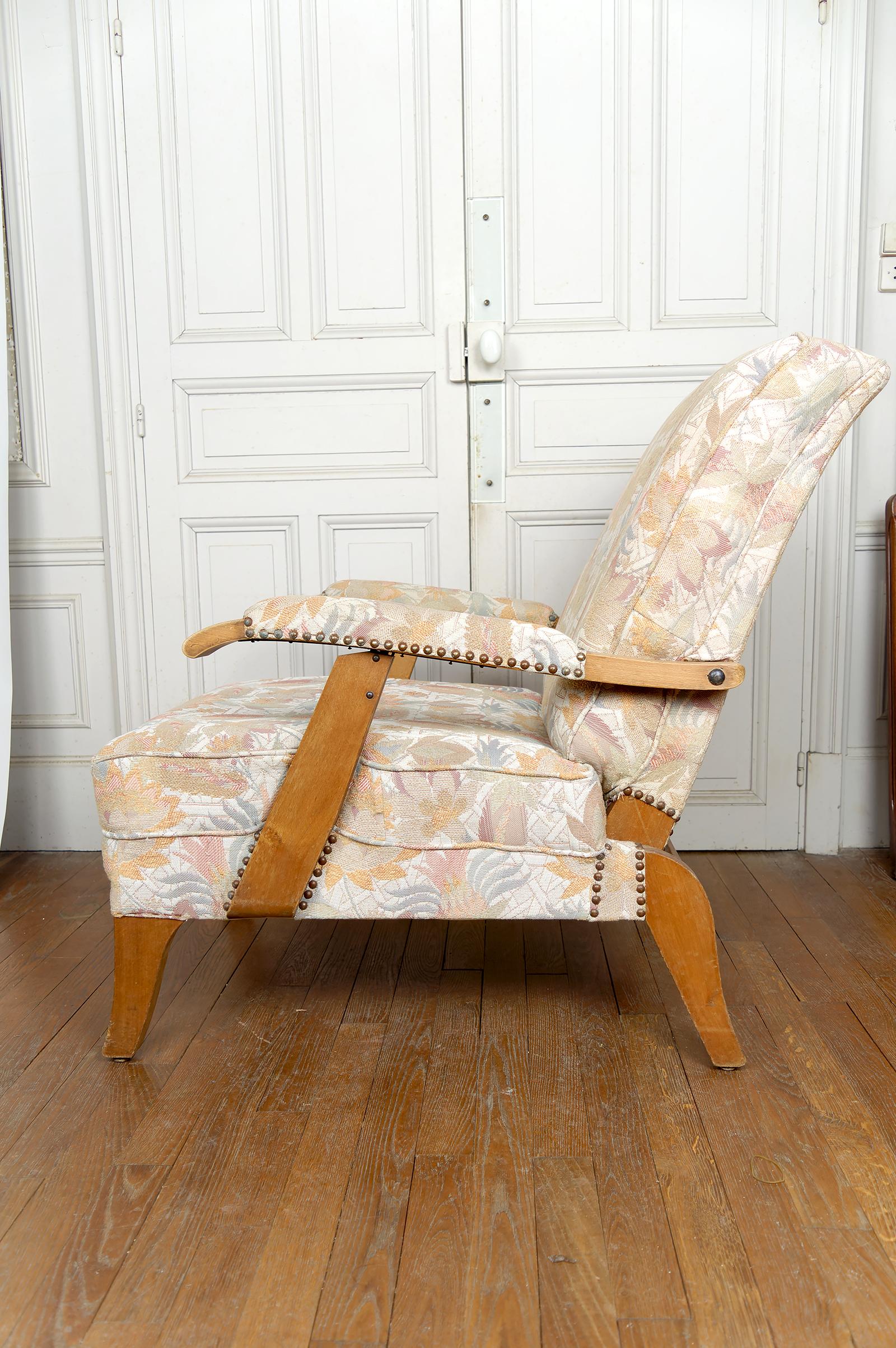 Francese Coppia di importanti poltrone regolabili, design francese, CIRCA 1950 in vendita