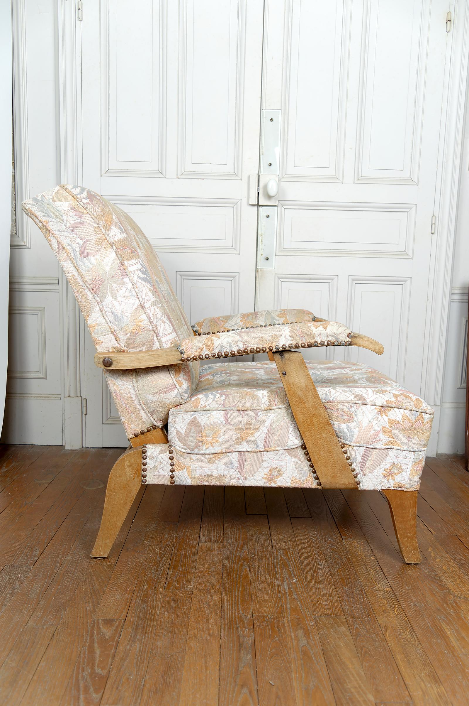 Coppia di importanti poltrone regolabili, design francese, CIRCA 1950 in vendita 1
