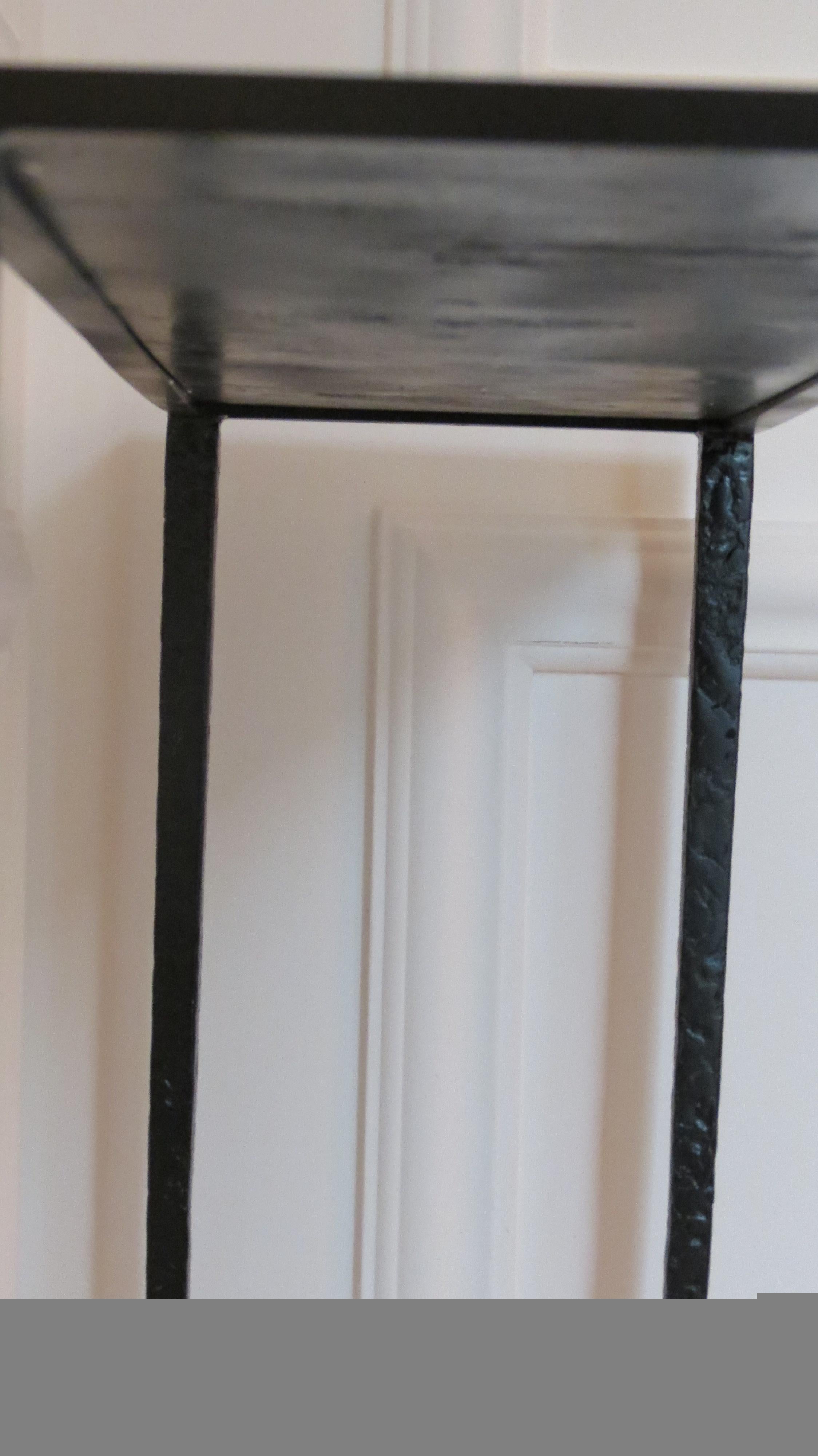 Pair of Important Black Brass Console Tables 