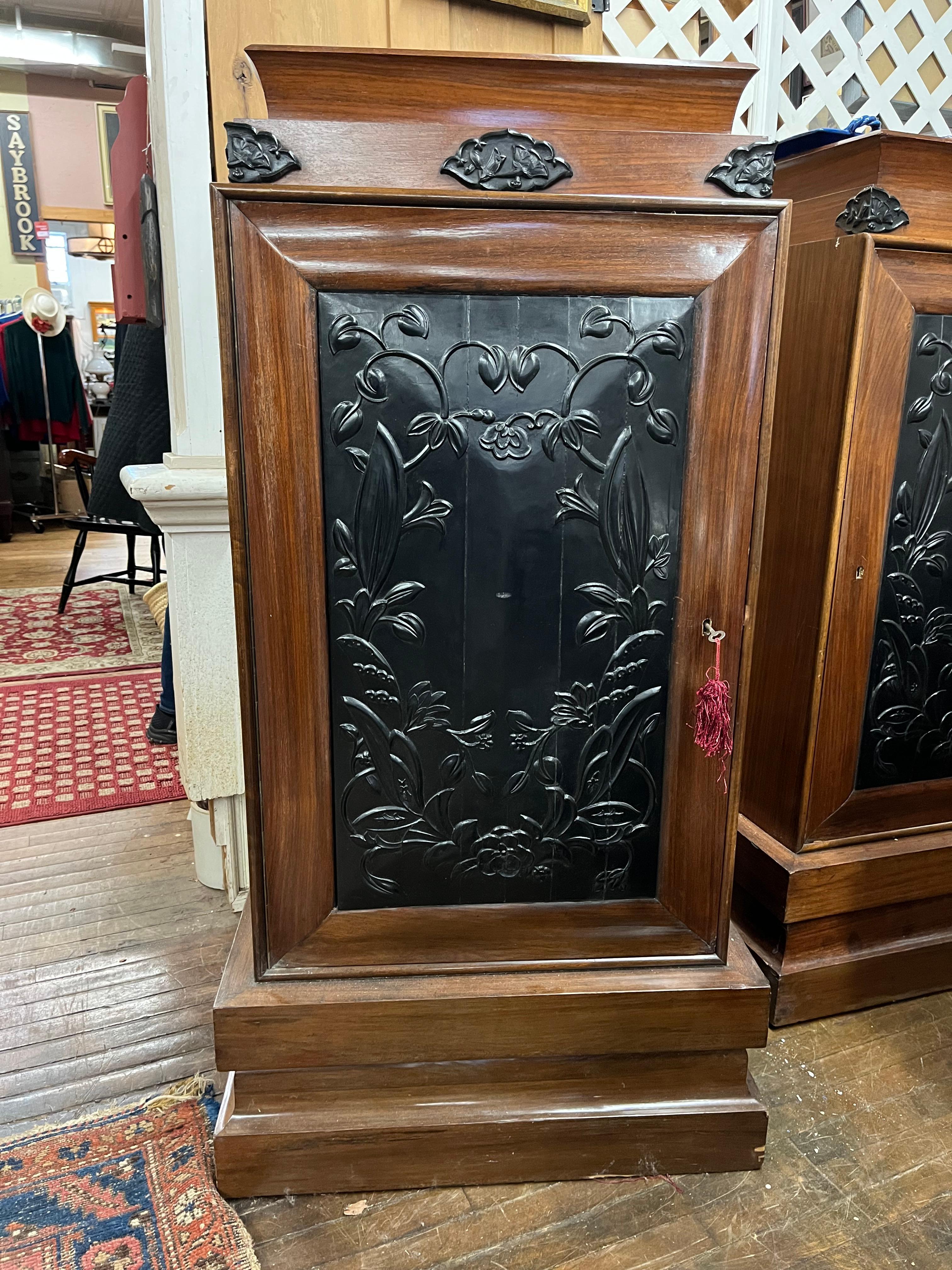 Mid-Century Modern Pair of Art Deco Tall Cabinets, C. 1930 For Sale