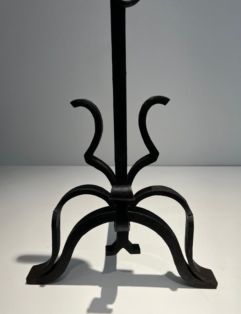 Pair of Important Cast Iron and Wrought Iron Andirons For Sale at 1stDibs
