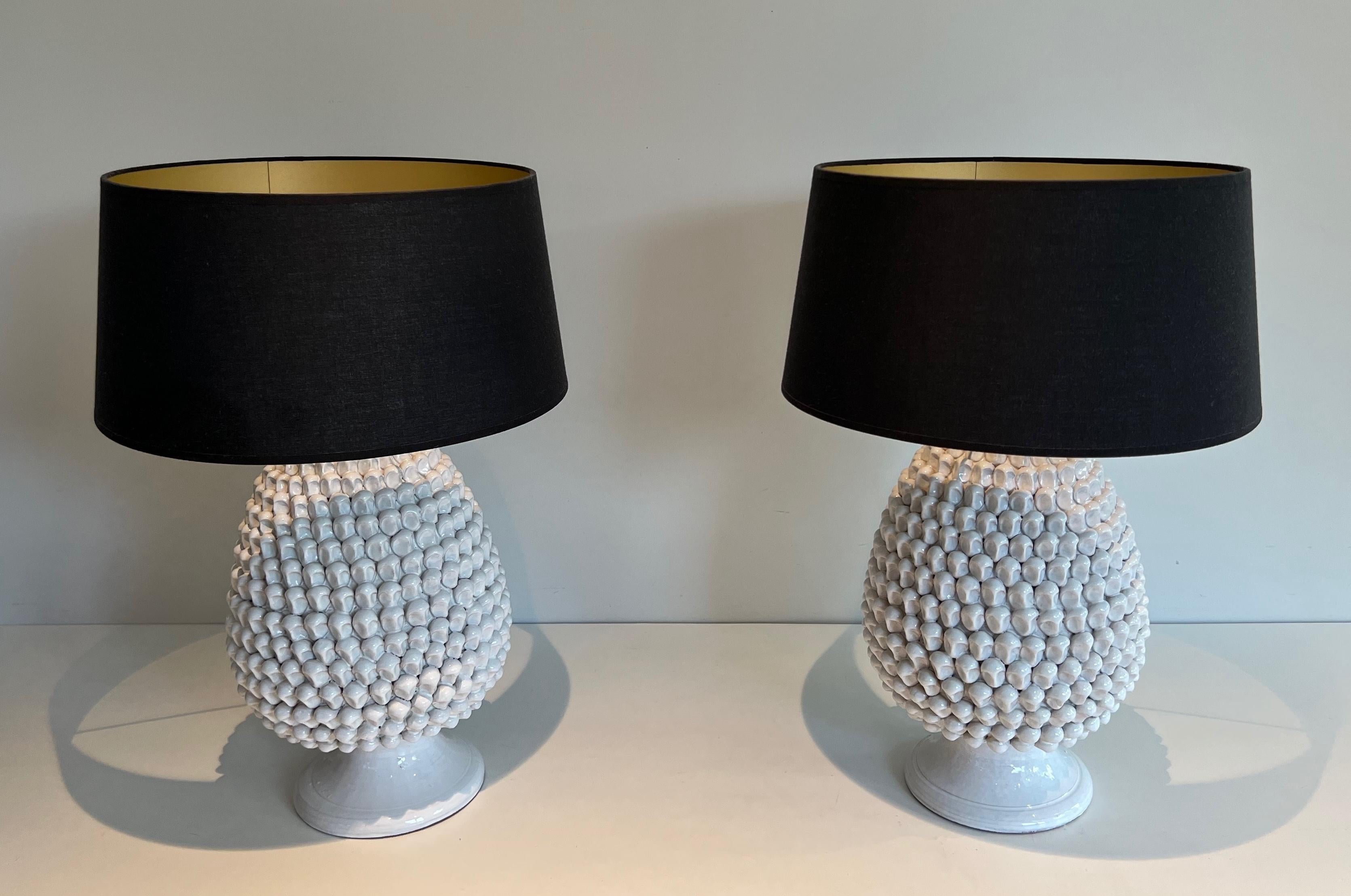 Paire d'importantes lampes de table en céramique vers 1970 en vente 5