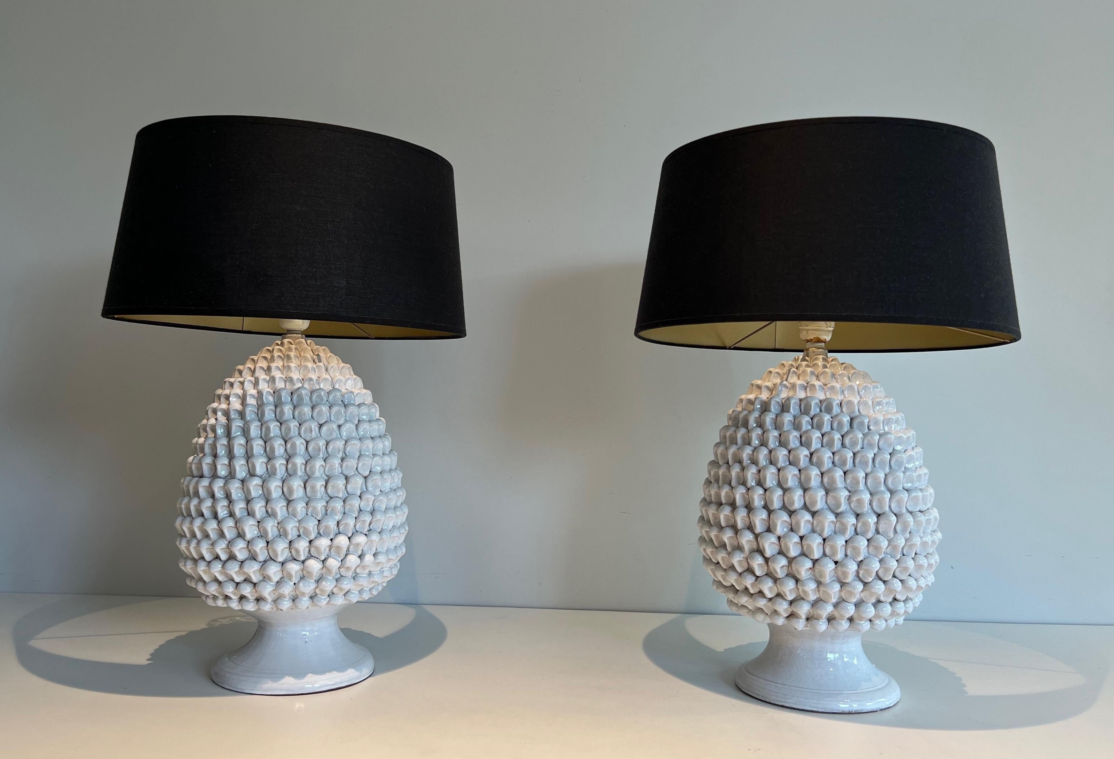 Paire d'importantes lampes de table en céramique vers 1970 en vente 6