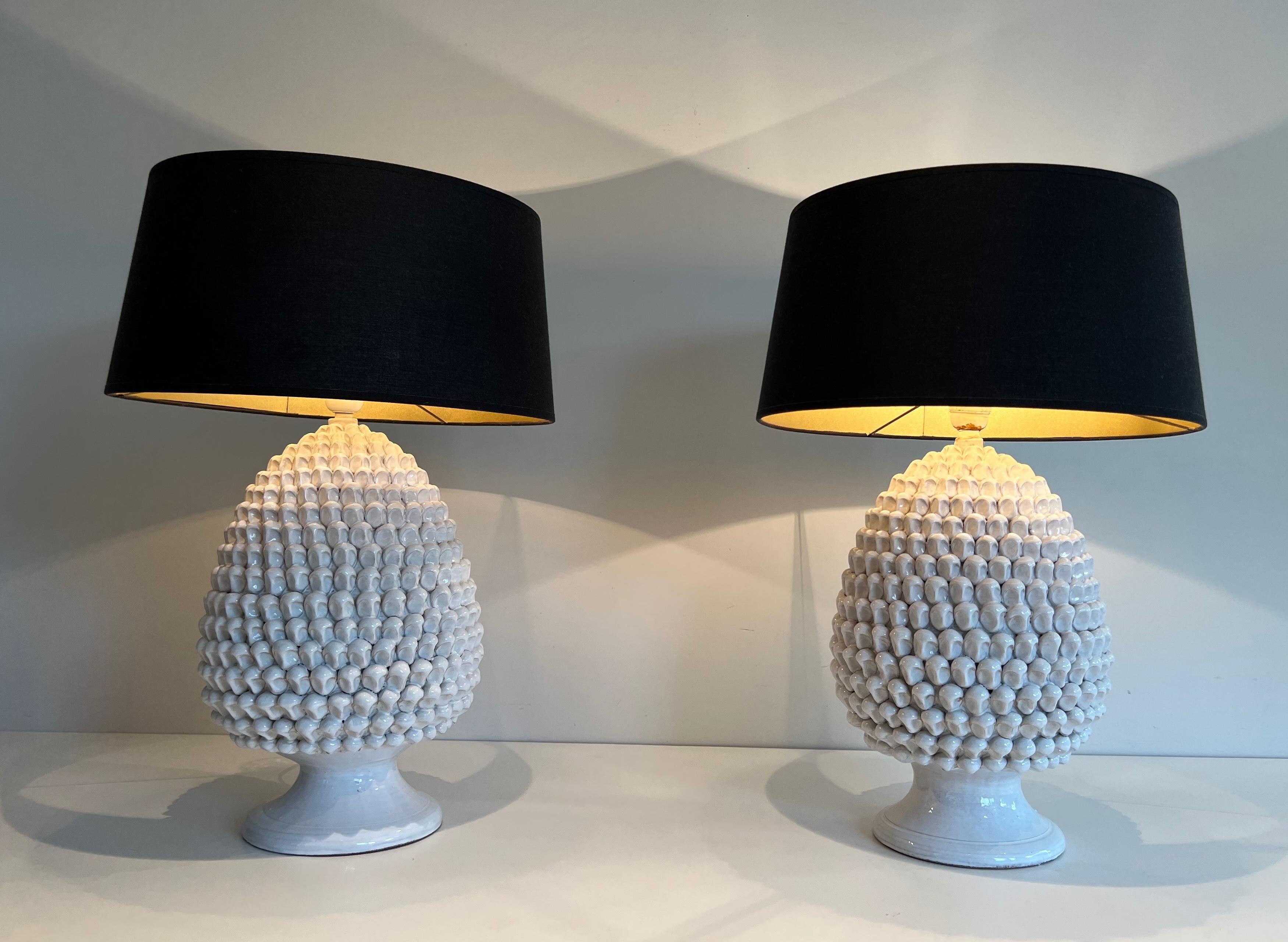 Paire d'importantes lampes de table en céramique vers 1970 en vente 13