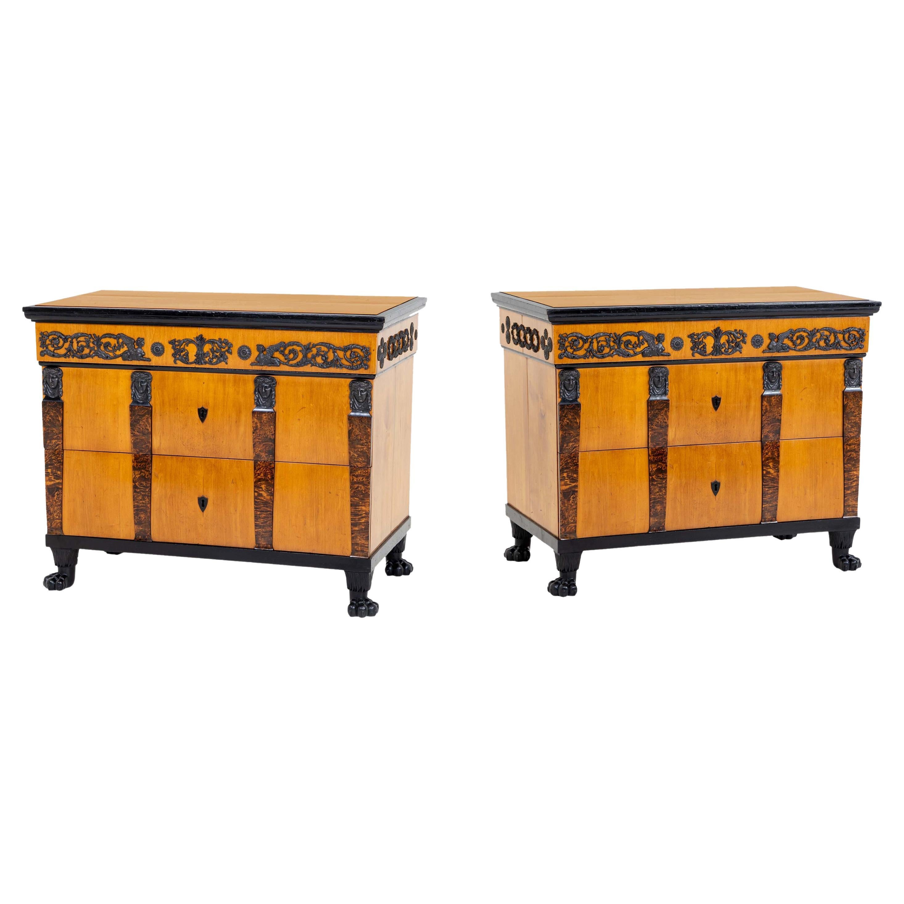 Pair of Important Chests With Berlin Cast Iron Details For Sale