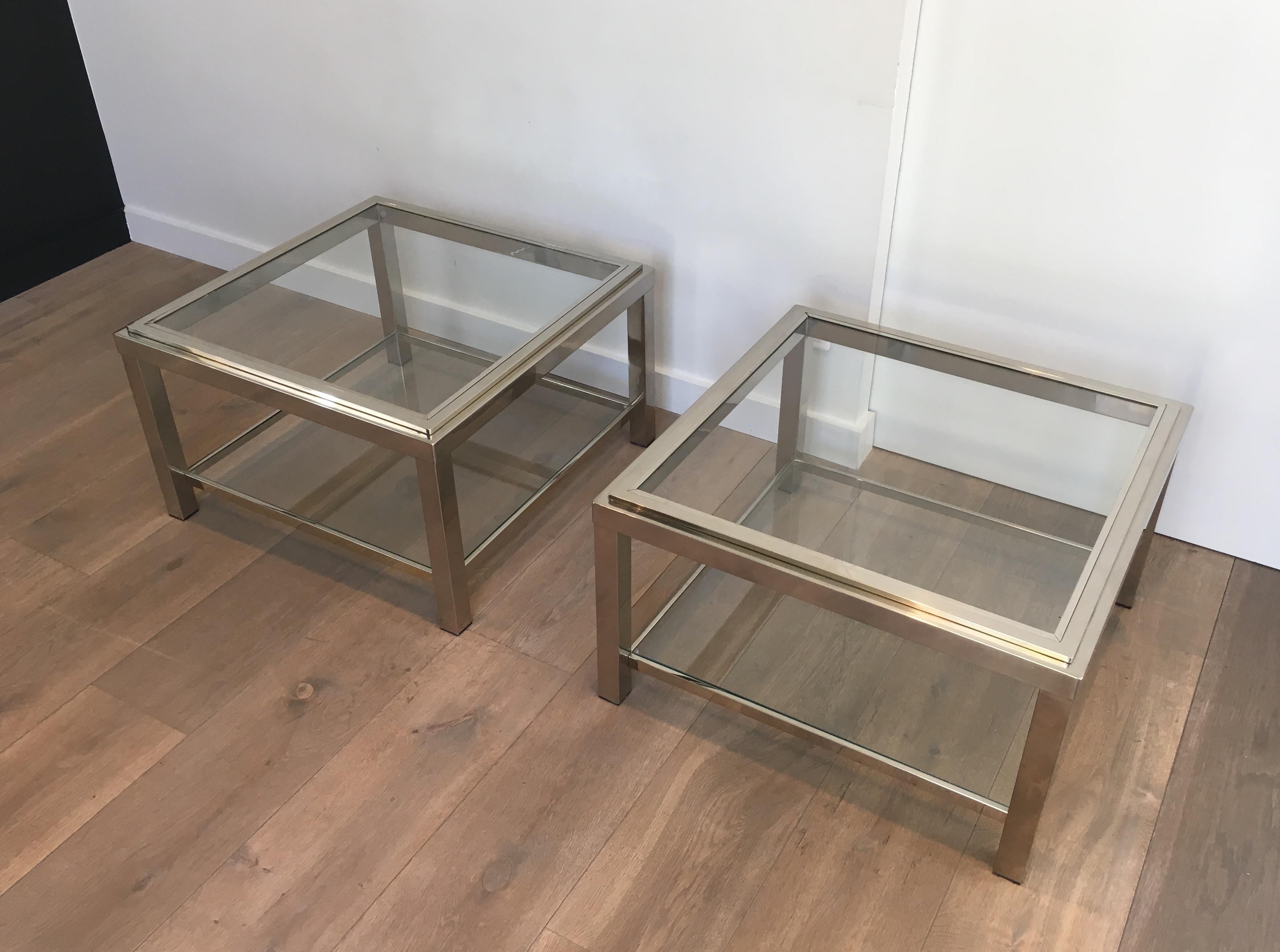 Pair of Important Chrome Side Tables, French, circa 1970 For Sale 12