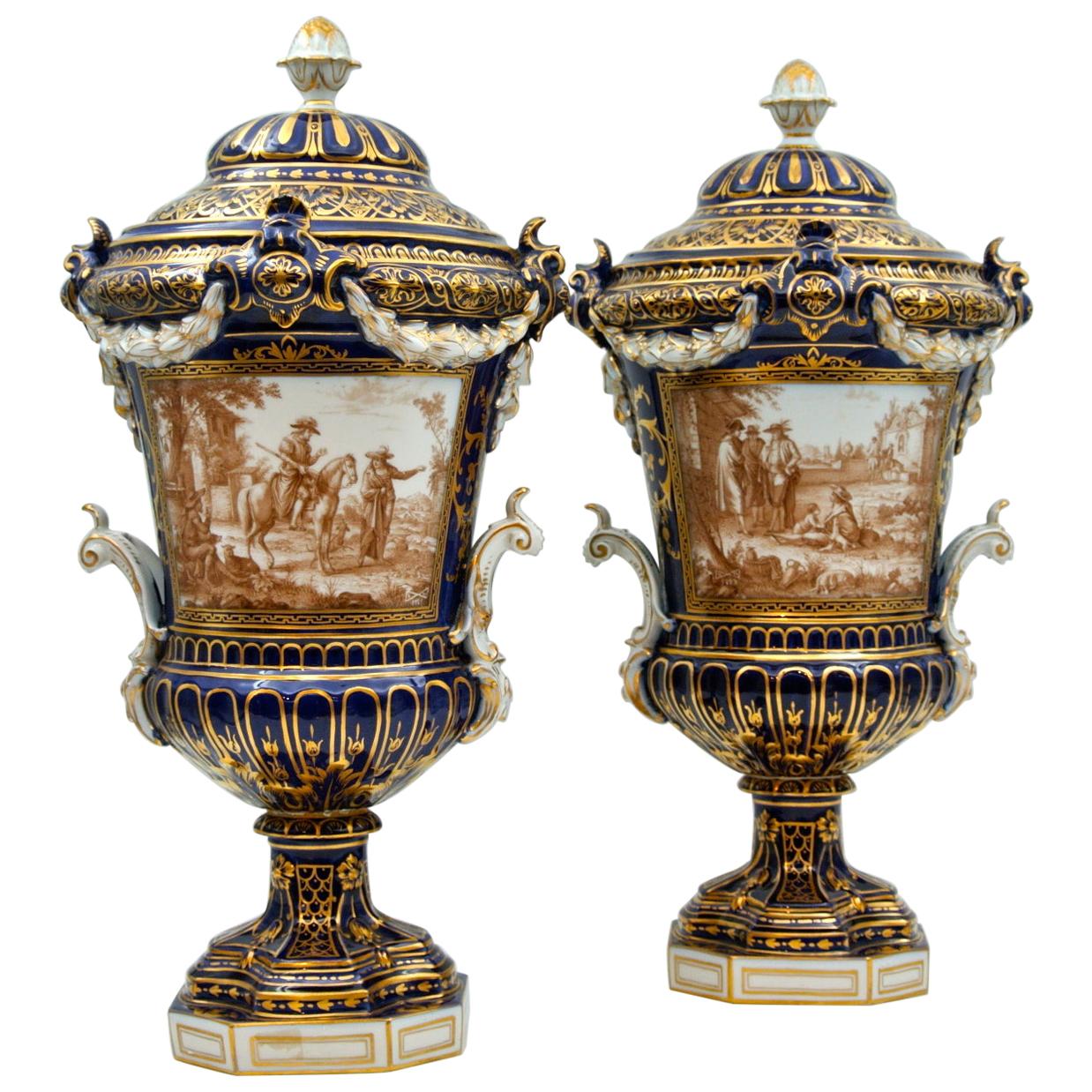 Pair of Sèvres Porcelain Covered Vases at 1stDibs