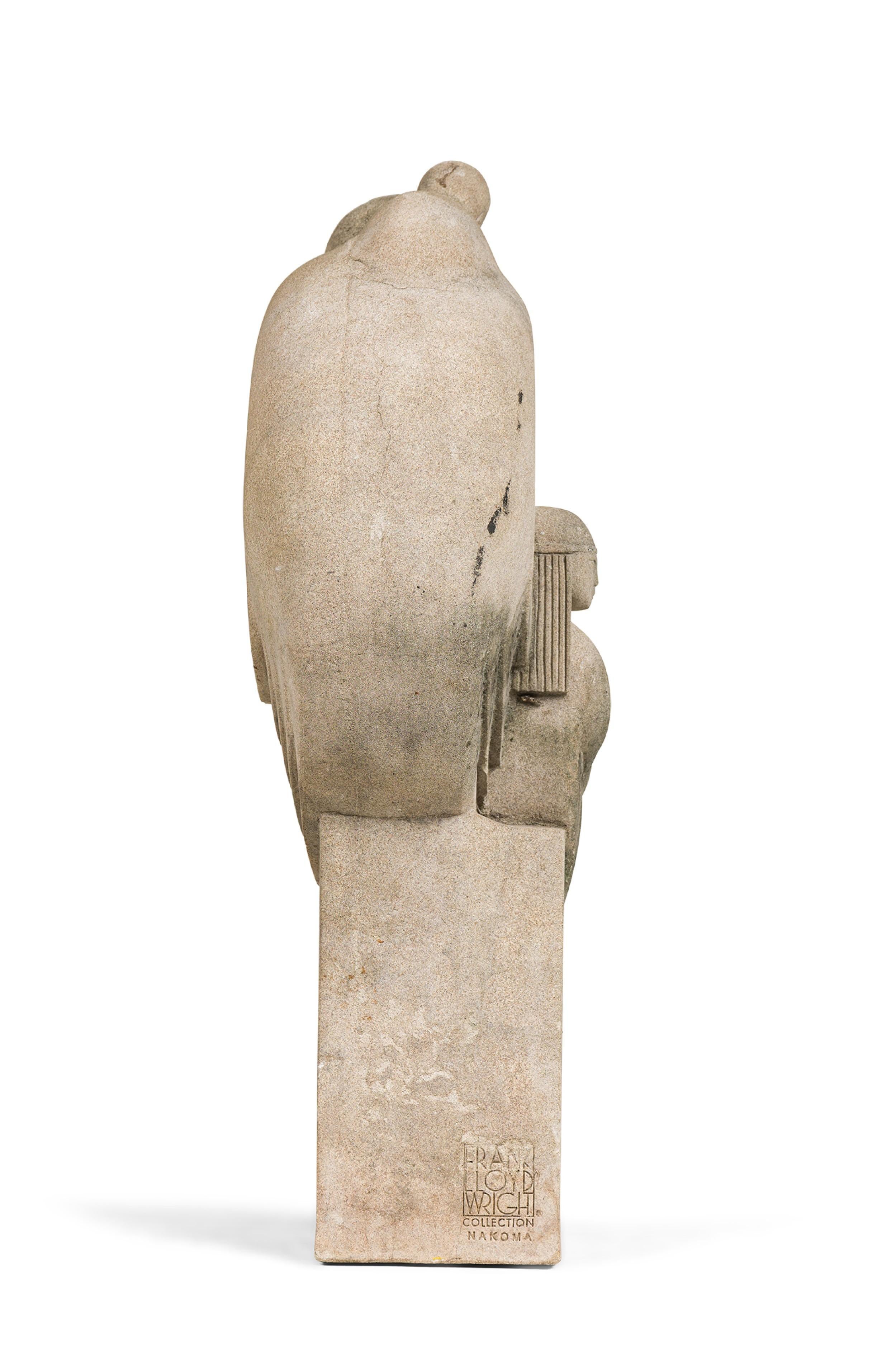 Pair of Important Frank Lloyd Wright Concrete Architectural Elements, Signed In Good Condition For Sale In Queens, NY