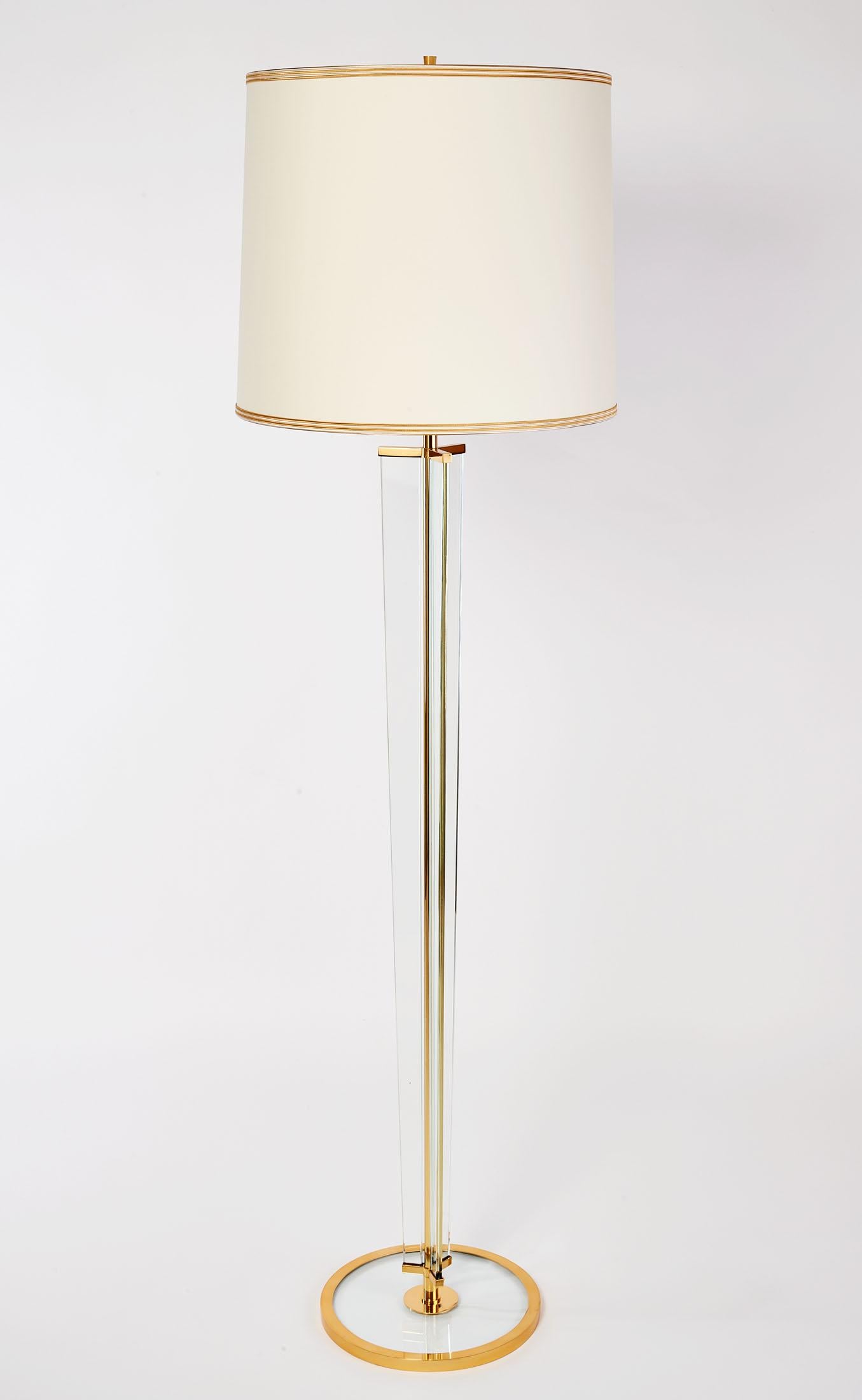 Mid-Century Modern Pair of Important Glass Floor Lamps Attributed to Fontana Arte, Italy 1950's 