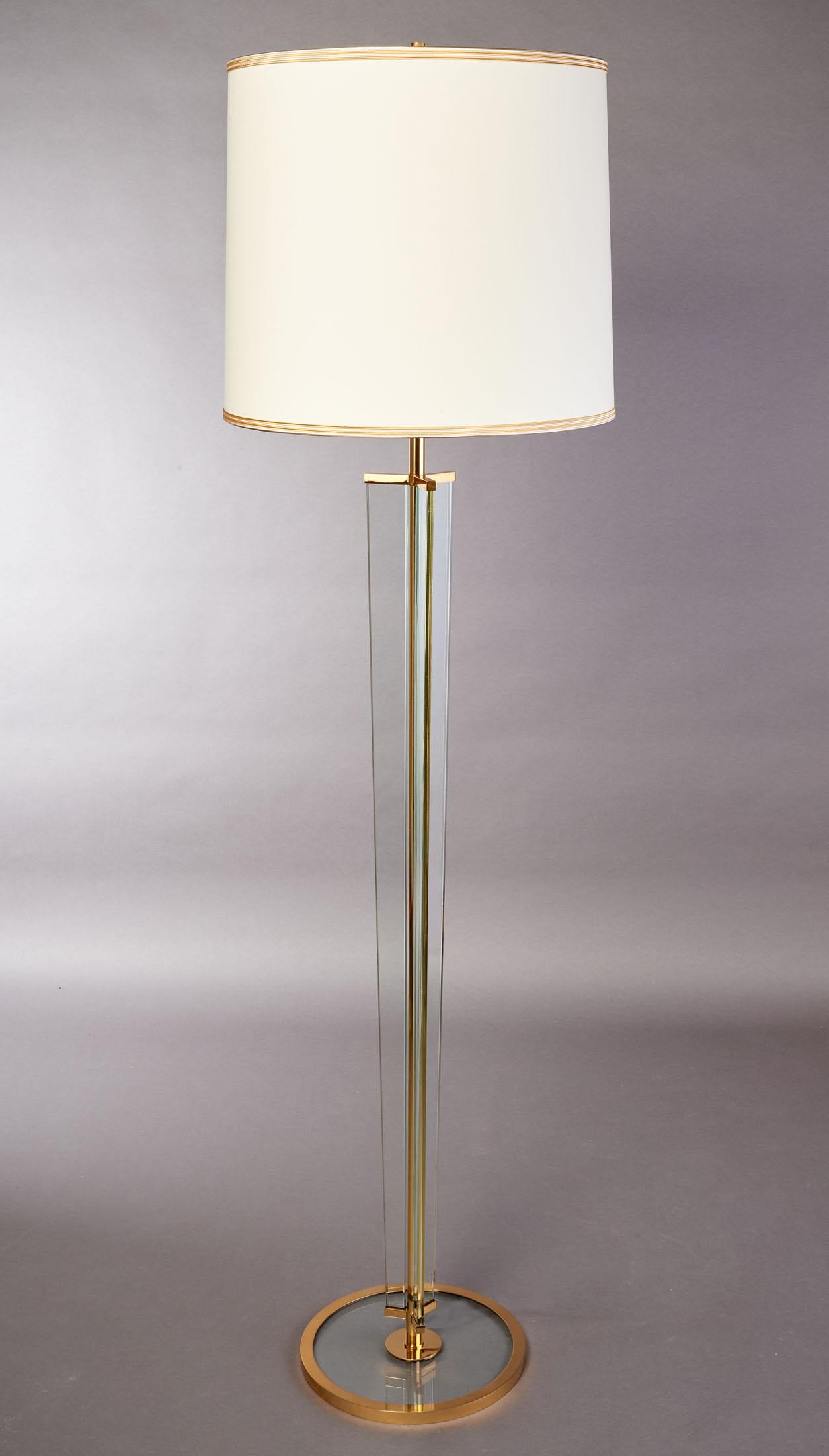 Mid-20th Century Pair of Important Glass Floor Lamps Attributed to Fontana Arte, Italy 1950's 