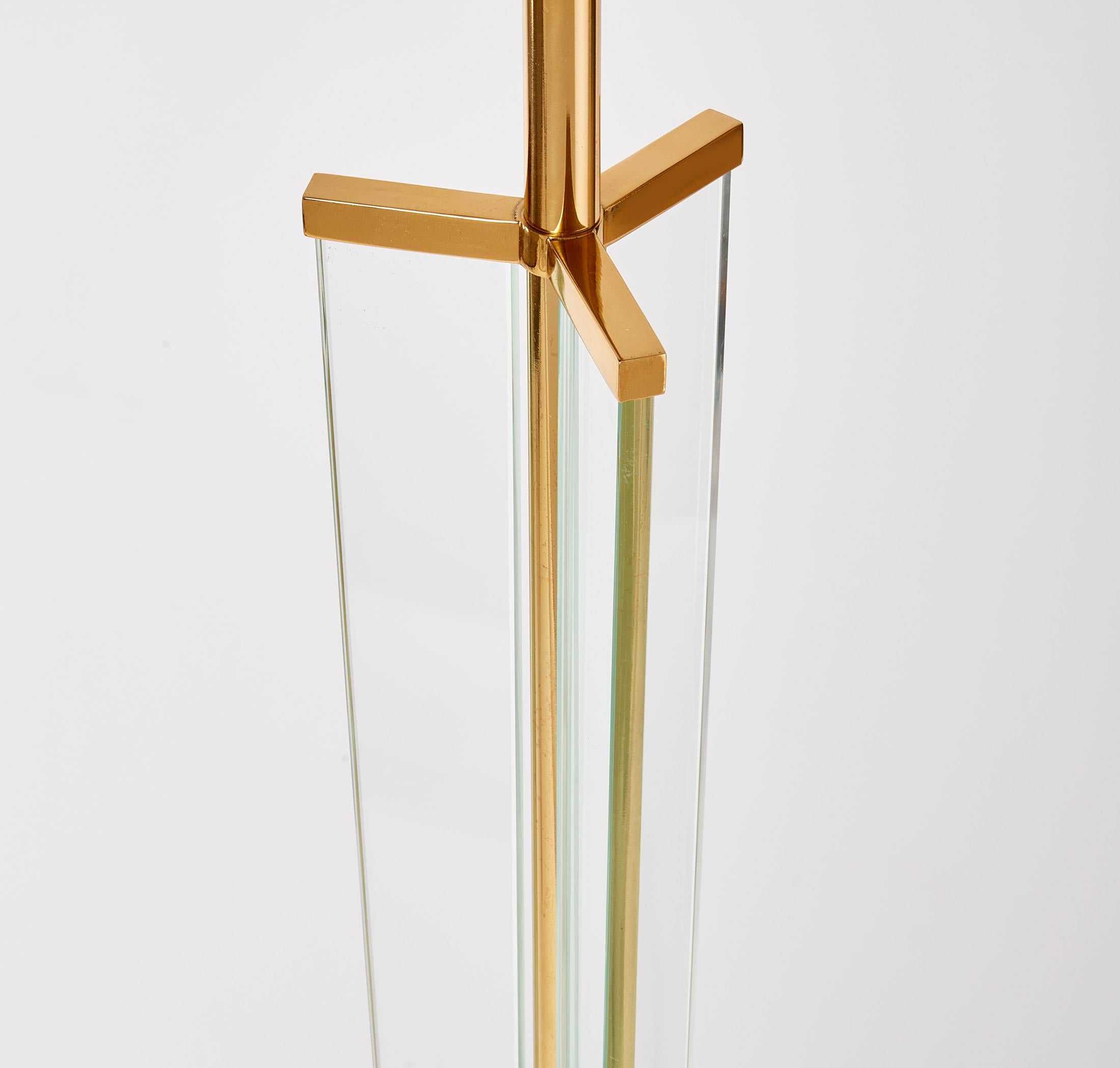 Pair of Important Glass Floor Lamps Attributed to Fontana Arte, Italy 1950's  1