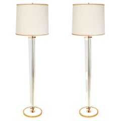 Pair of Important Glass Floor Lamps Attributed to Fontana Arte, Italy 1950's 