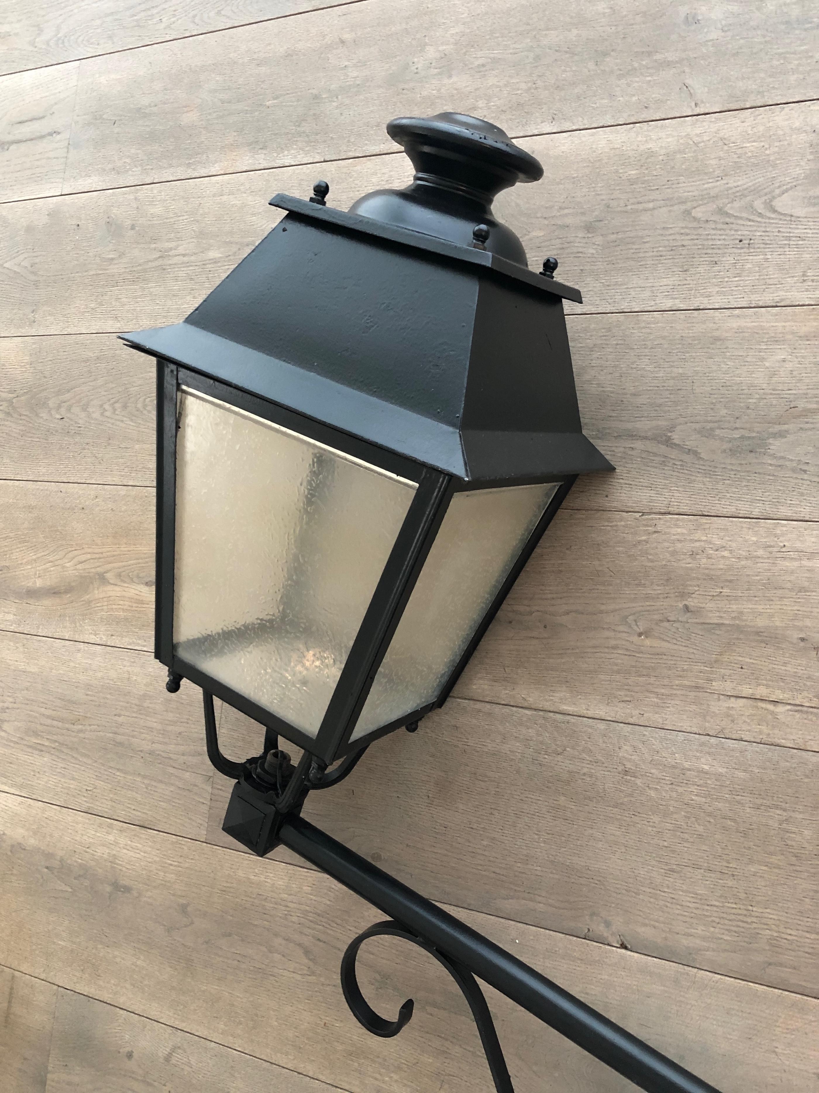 Pair of Important Iron Outside Lanterns on Brackets For Sale 9