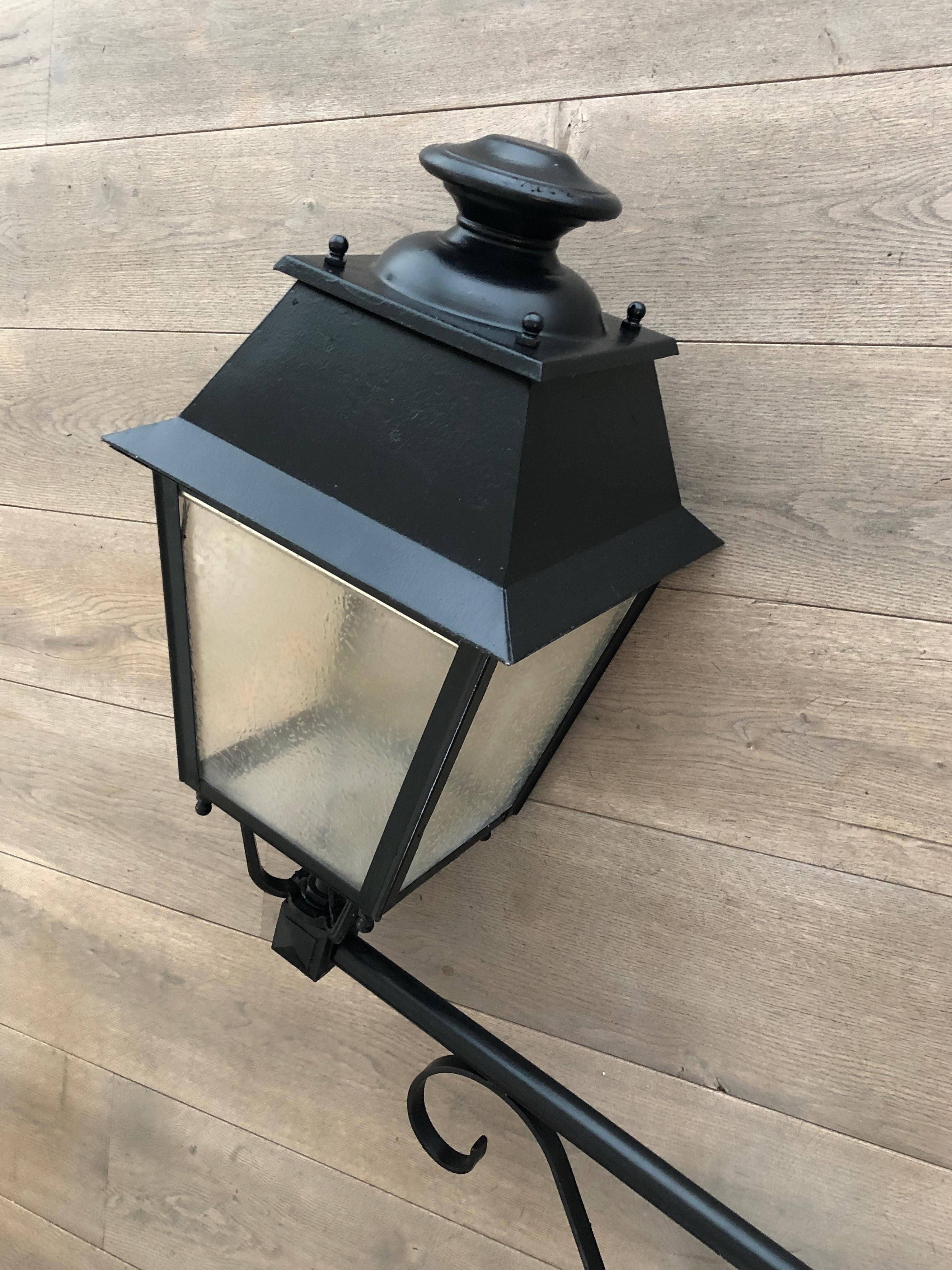 Pair of Important Iron Outside Lanterns on Brackets For Sale 10