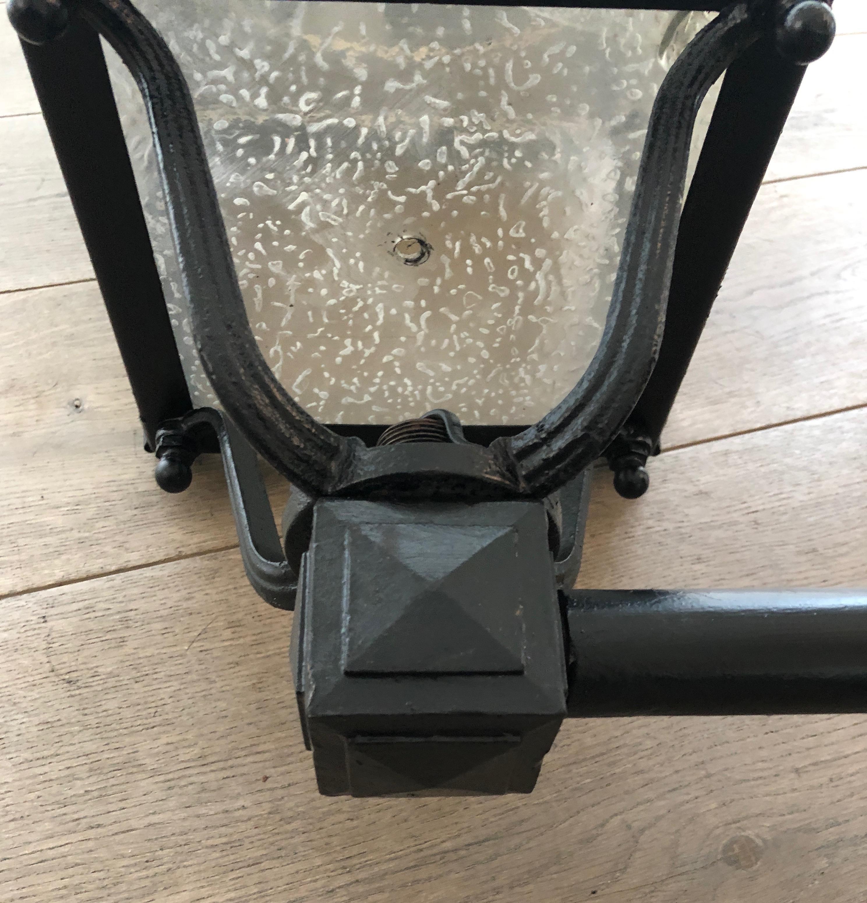 Pair of Important Iron Outside Lanterns on Brackets For Sale 1