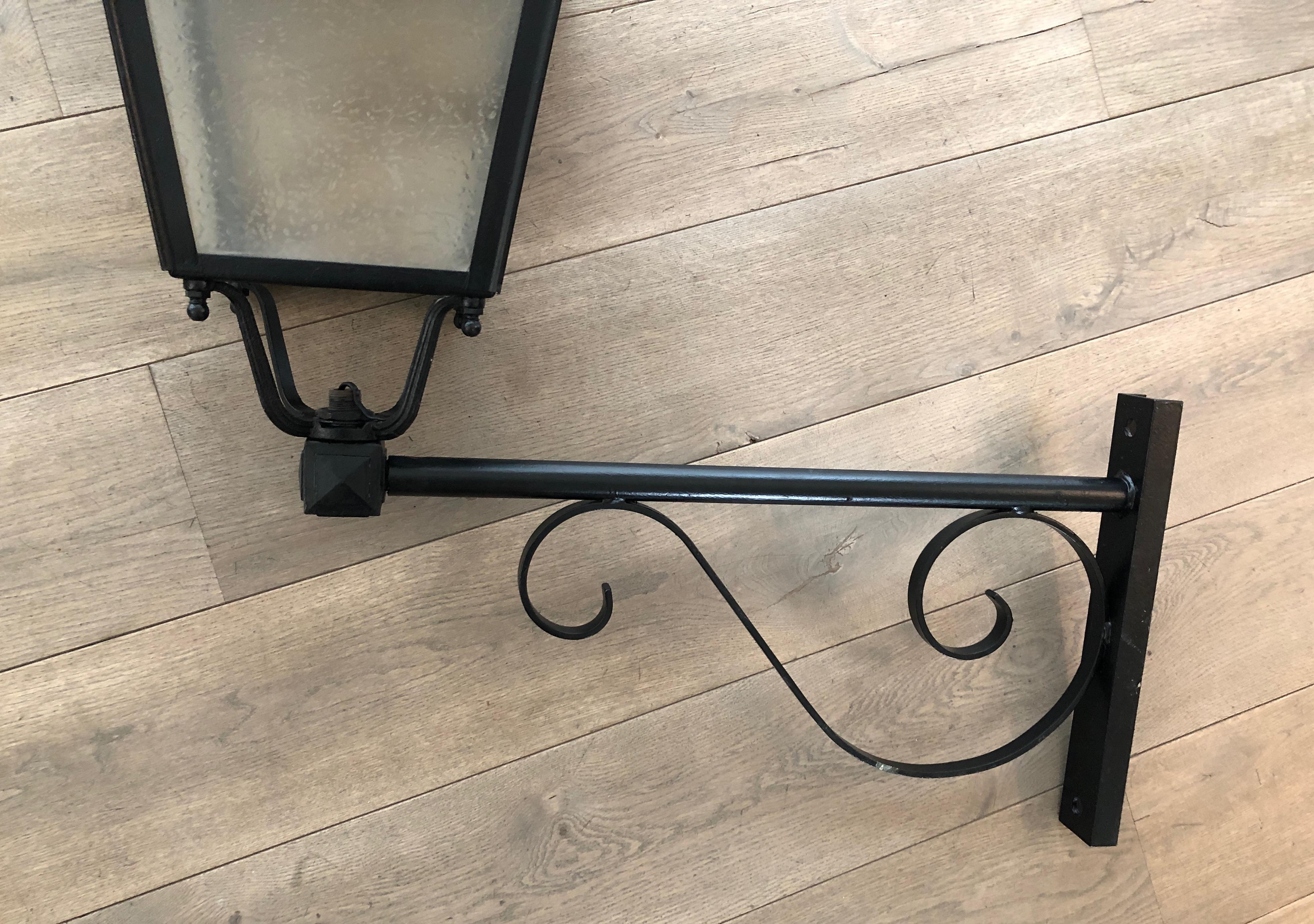 Pair of Important Iron Outside Lanterns on Brackets For Sale 2