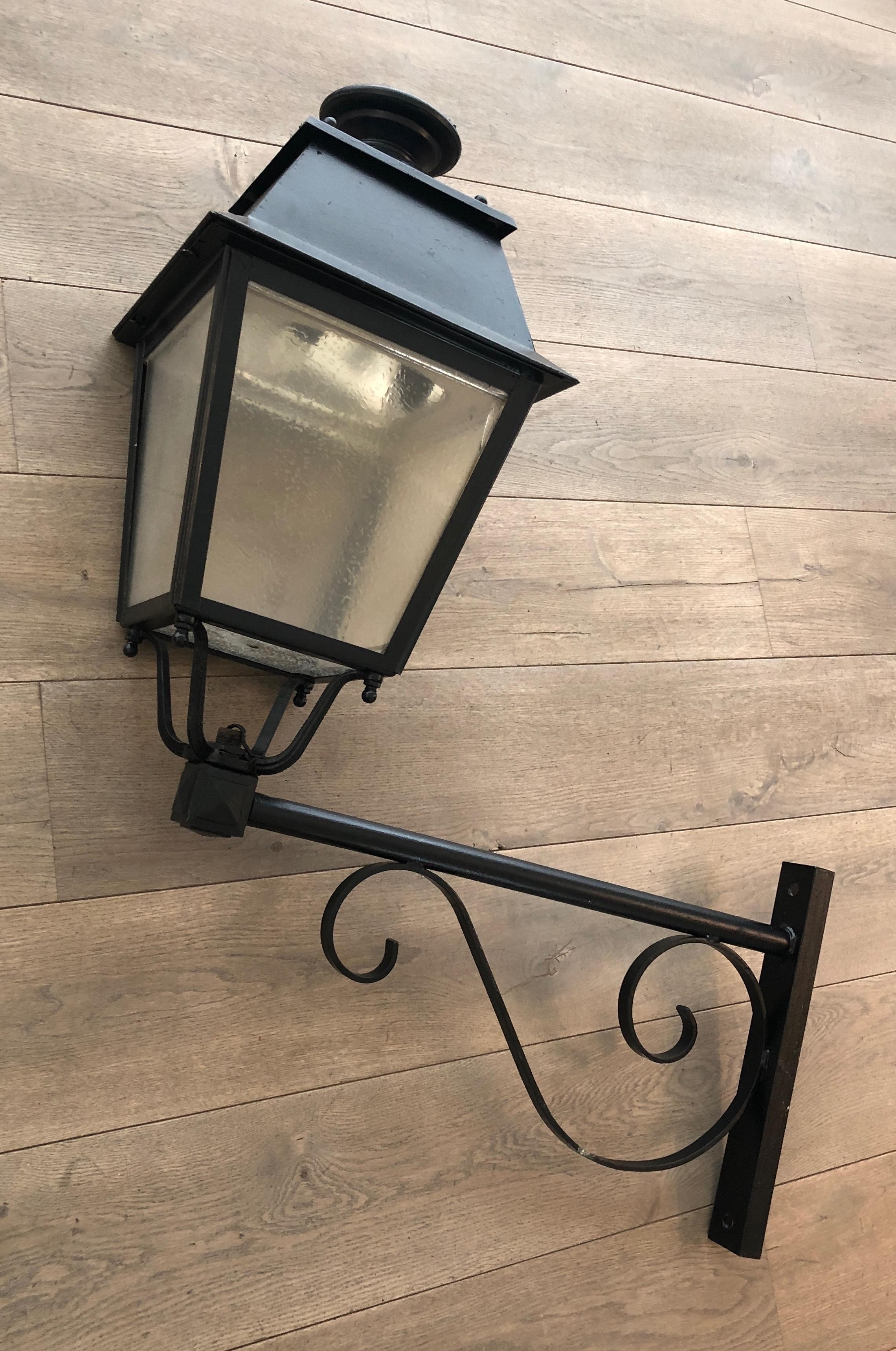 Pair of Important Iron Outside Lanterns on Brackets For Sale 3