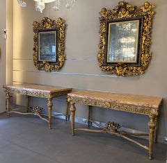 Coppia di importanti specchi barocchi in legno dorato del XVII secolo, 1680