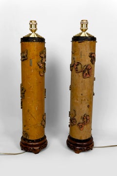 Pair of Important Lamps, Vintage Industrial Art Nouveau Ink Rollers, Circa 1900