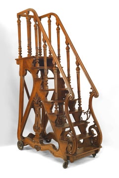 Pair of French Walnut Library Ladders
