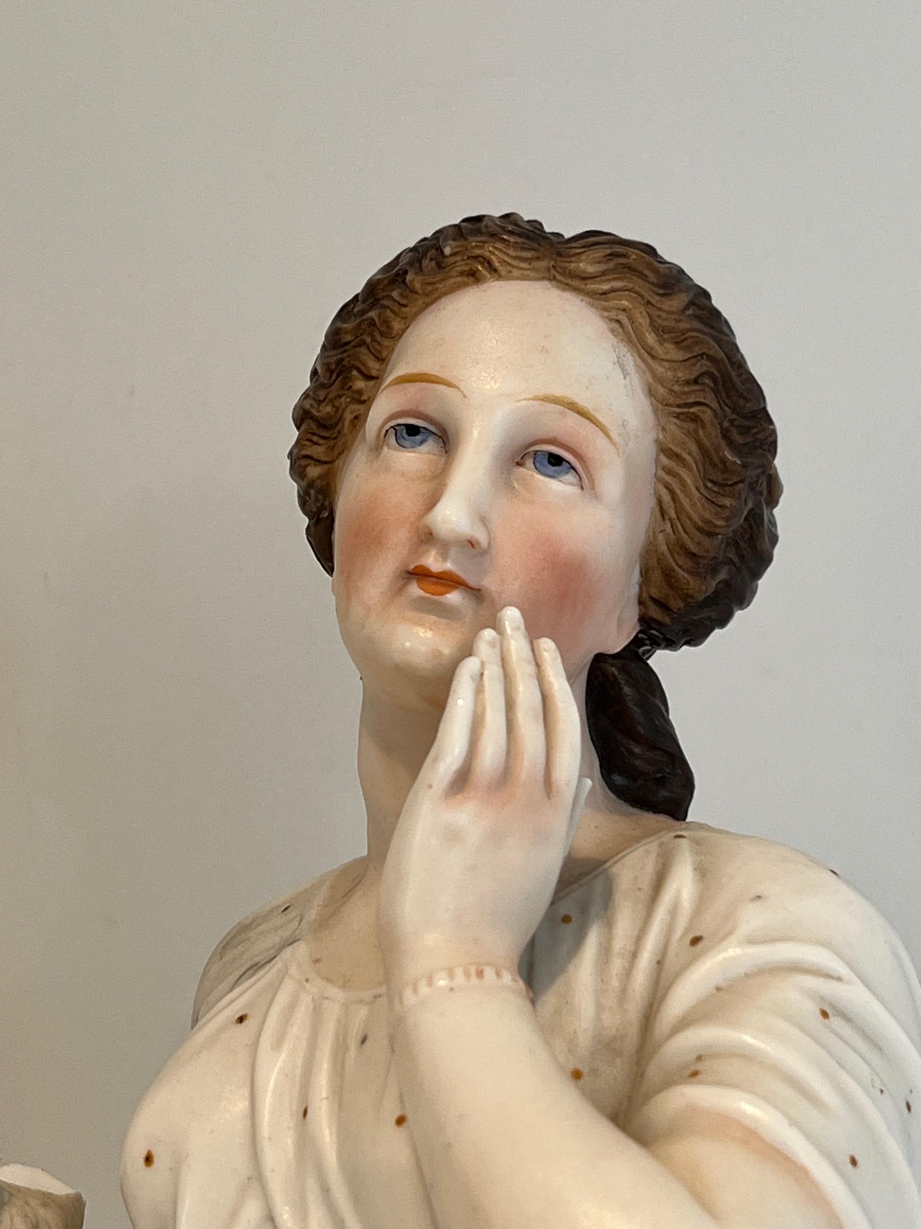 Paire d'importantes figurines en porcelaine représentant deux femmes avec des oiseaux Bon état - En vente à Marcq-en-Barœul, Hauts-de-France