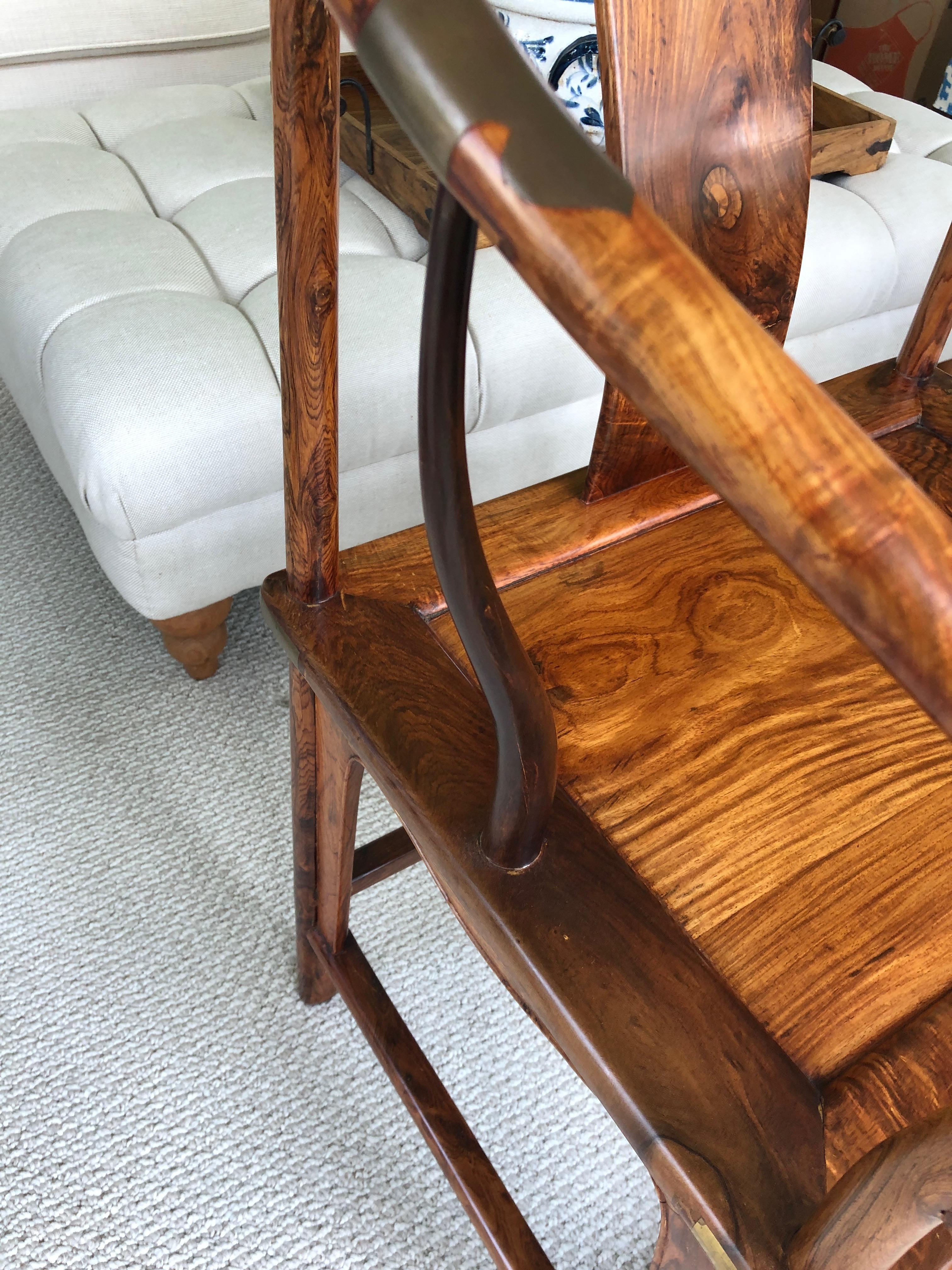 Pair of Important Qing Dynasty Huanghuali 19th Century Horse Shoe Armchairs 7