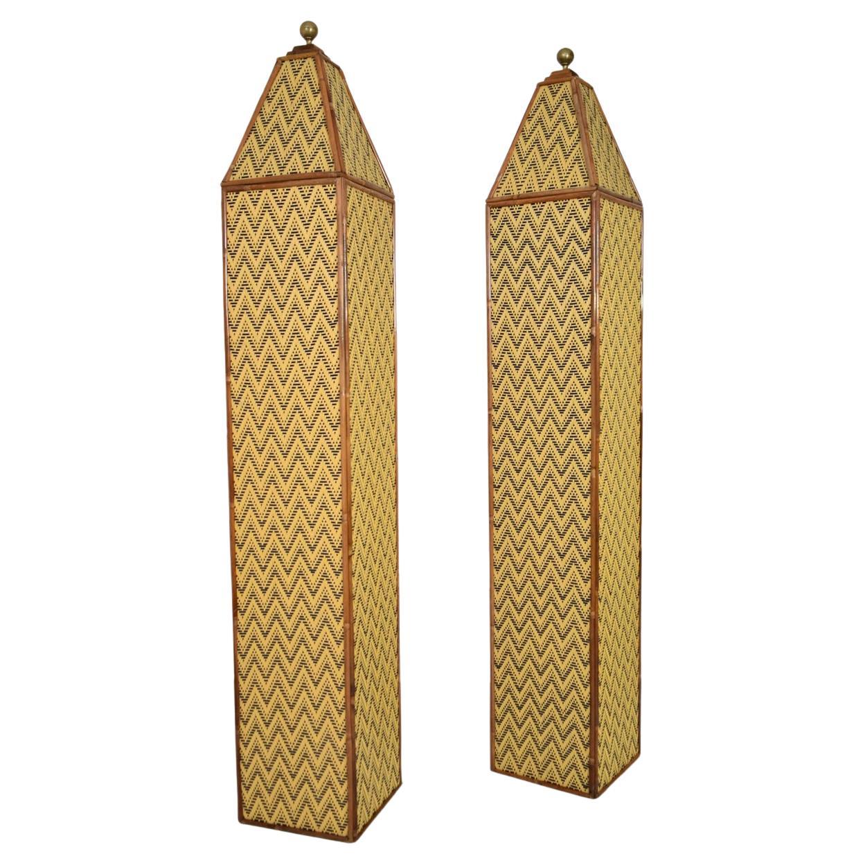 Pair of important rattan columns, 1970s