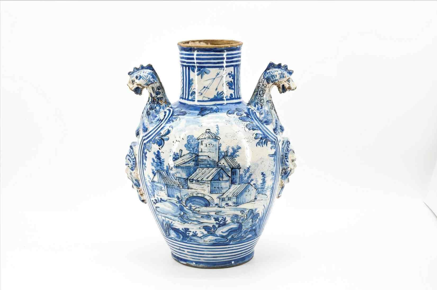 italien Paire de vases importants, manufacture de Savona, fin XVIIe/début XVIIIe siècle en vente