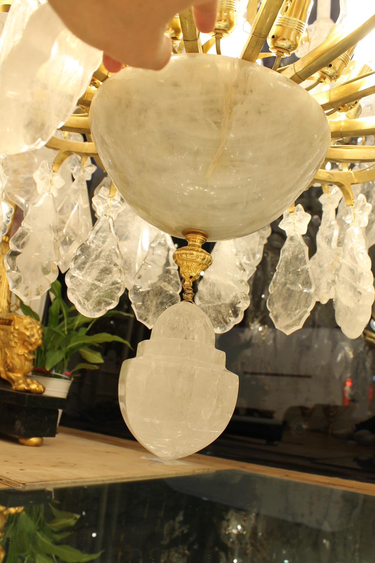 Unique Pair of imposing rock crystal Louis XV style cage chandeliers H300cm W18O For Sale 2