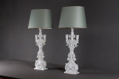 Pair of Very Large Impressive Porcelain Italian Table Lamps