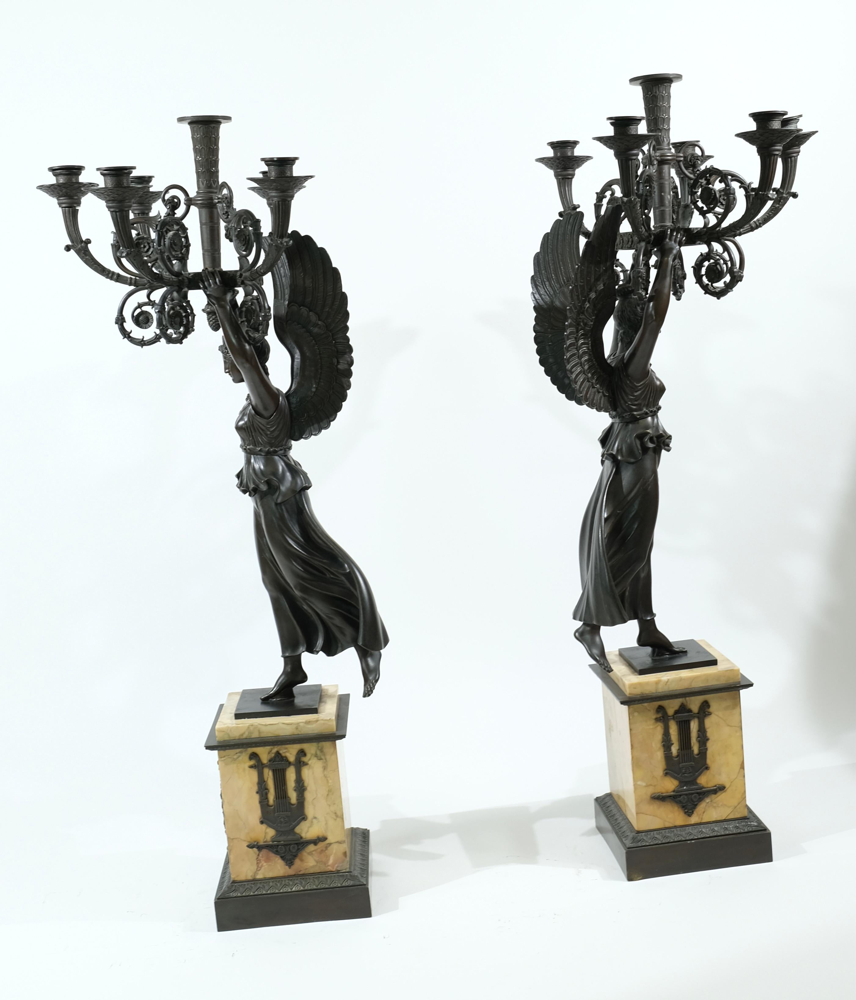 French Pair of very large high quality Empire Candelabra made ca 1815. For Sale