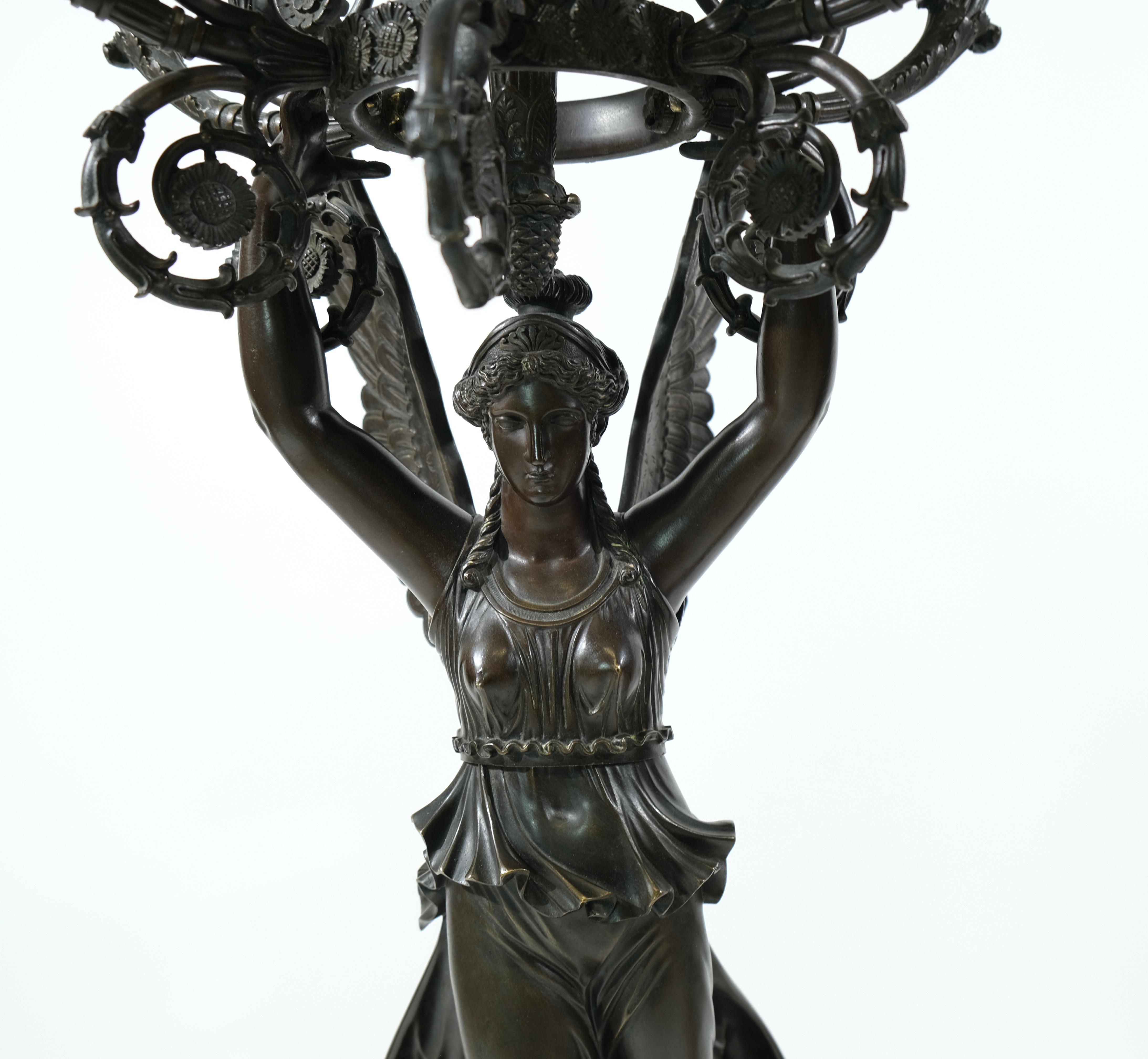 Bronze Pair of very large high quality Empire Candelabra made ca 1820. For Sale