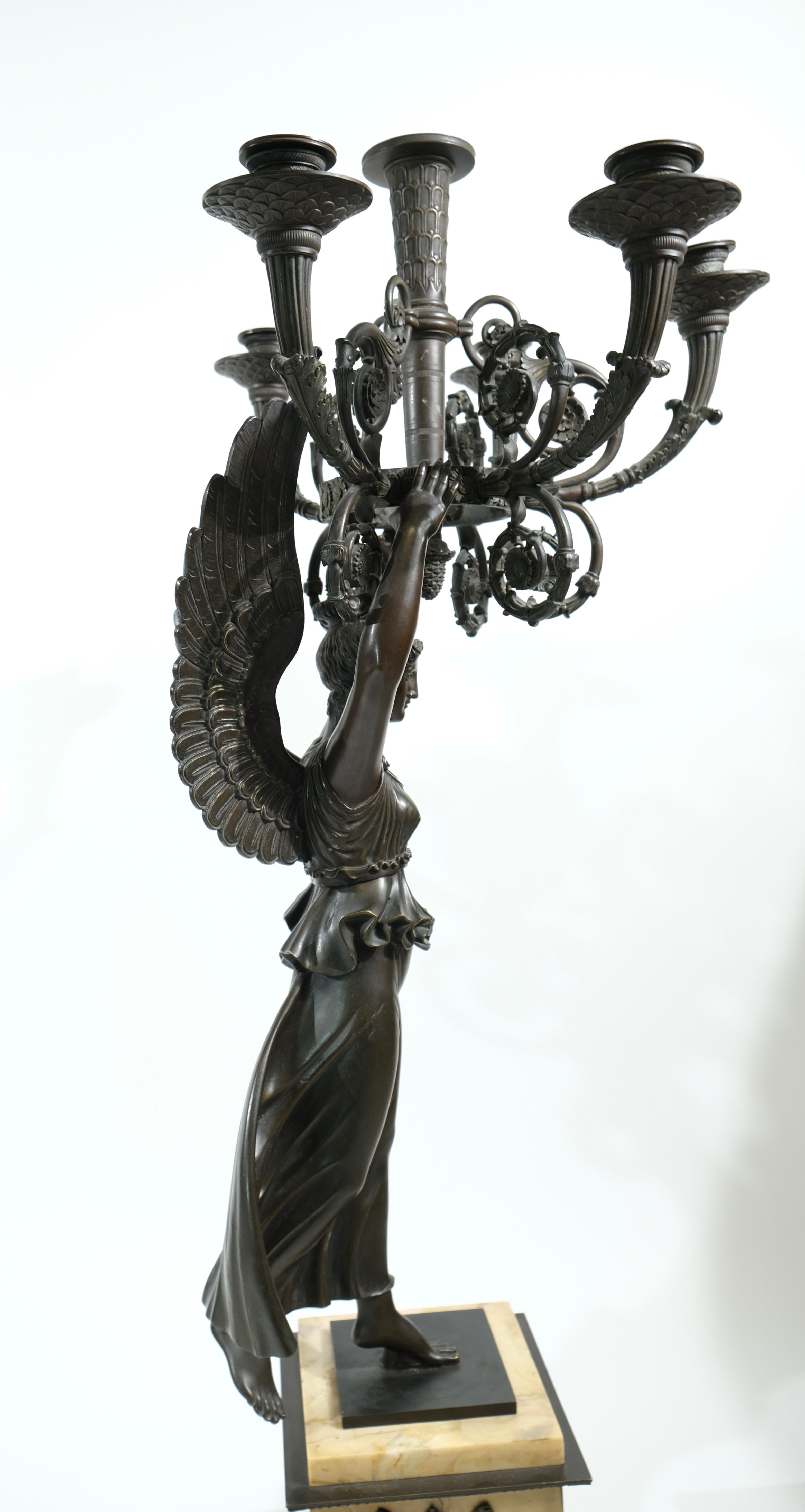 Pair of very large high quality Empire Candelabra made ca 1820. For Sale 3
