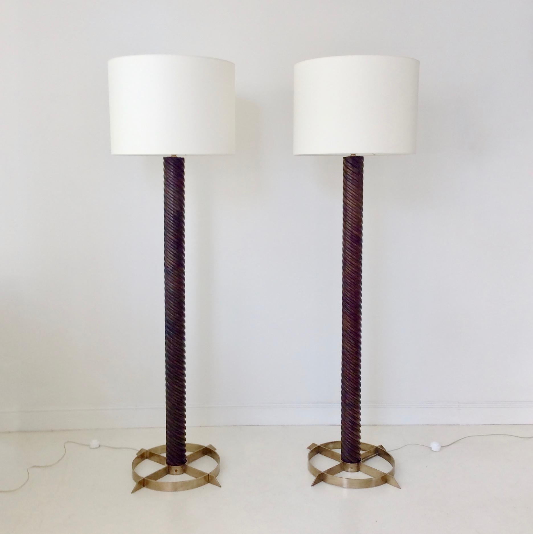 Mid-20th Century Pair of Impressive Floor Lamps, circa 1950, Italy