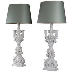 Pair of Very Large Impressive Porcelain Italian Table Lamps