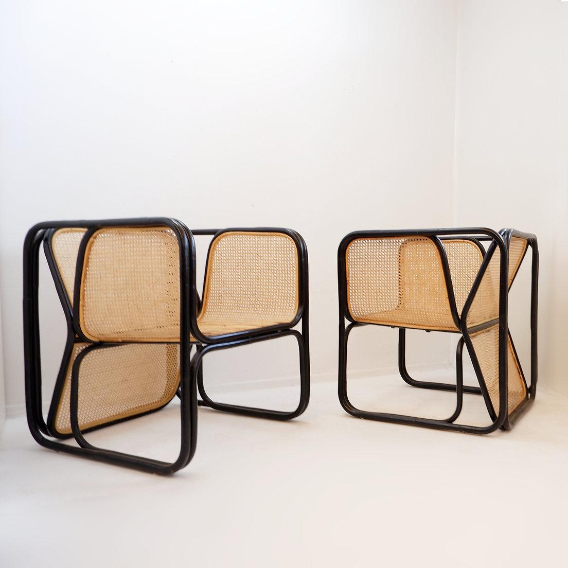 Paire de fauteuils en bois courbé et Design/One Style Jan Bocan en vente 4