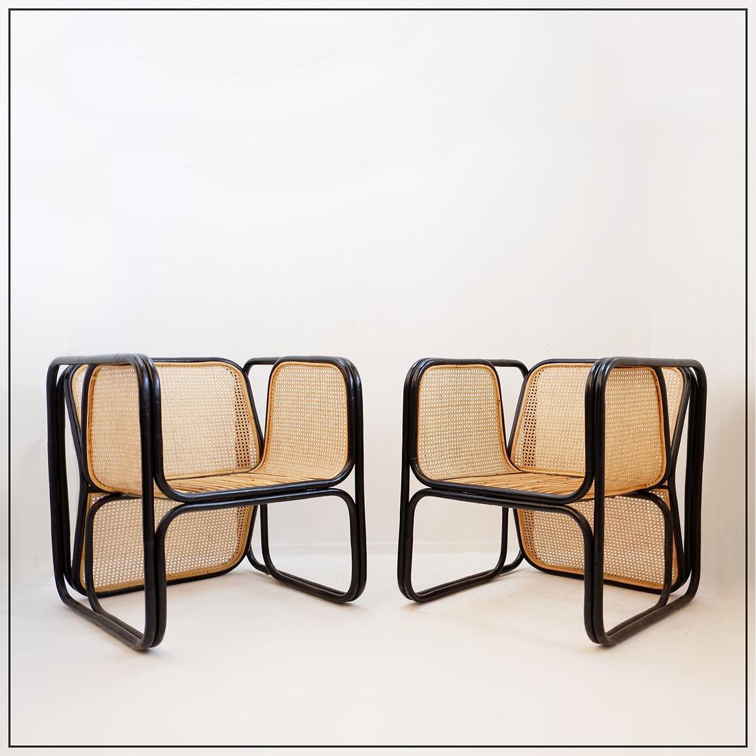 Paire de fauteuils en bois courbé et Design/One Style Jan Bocan en vente 9